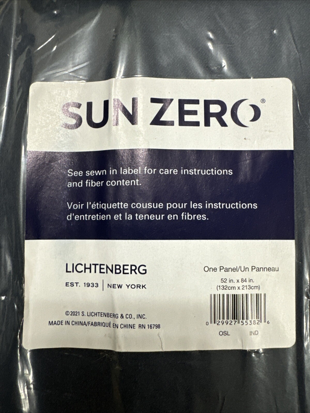 Sun Zero Blackout 1-Panel Ludlow Window Curtain Indigo Blue 52 X 84 NWT