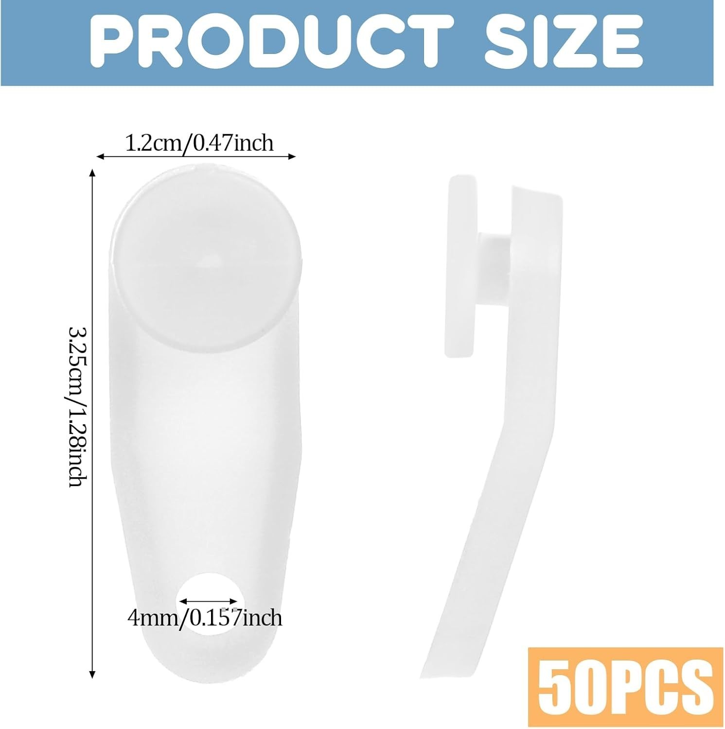 50 PCS Curtain Track Gliders White Traverse Rod Slides Replacement Plastic Snap-