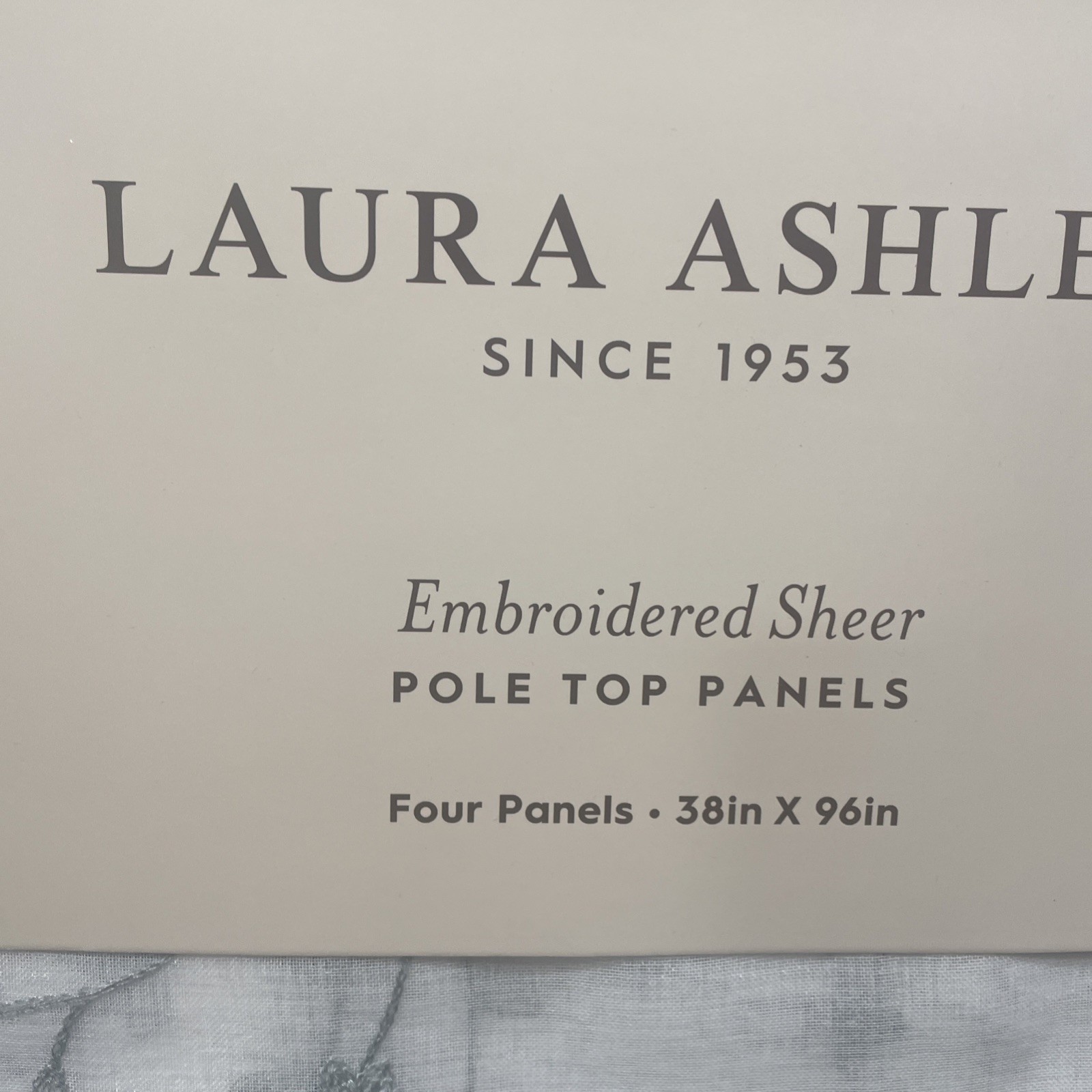 4 Laura Ashley Window Panel Curtains VERNON Embroider Sage Green Sheer 38 x 96”