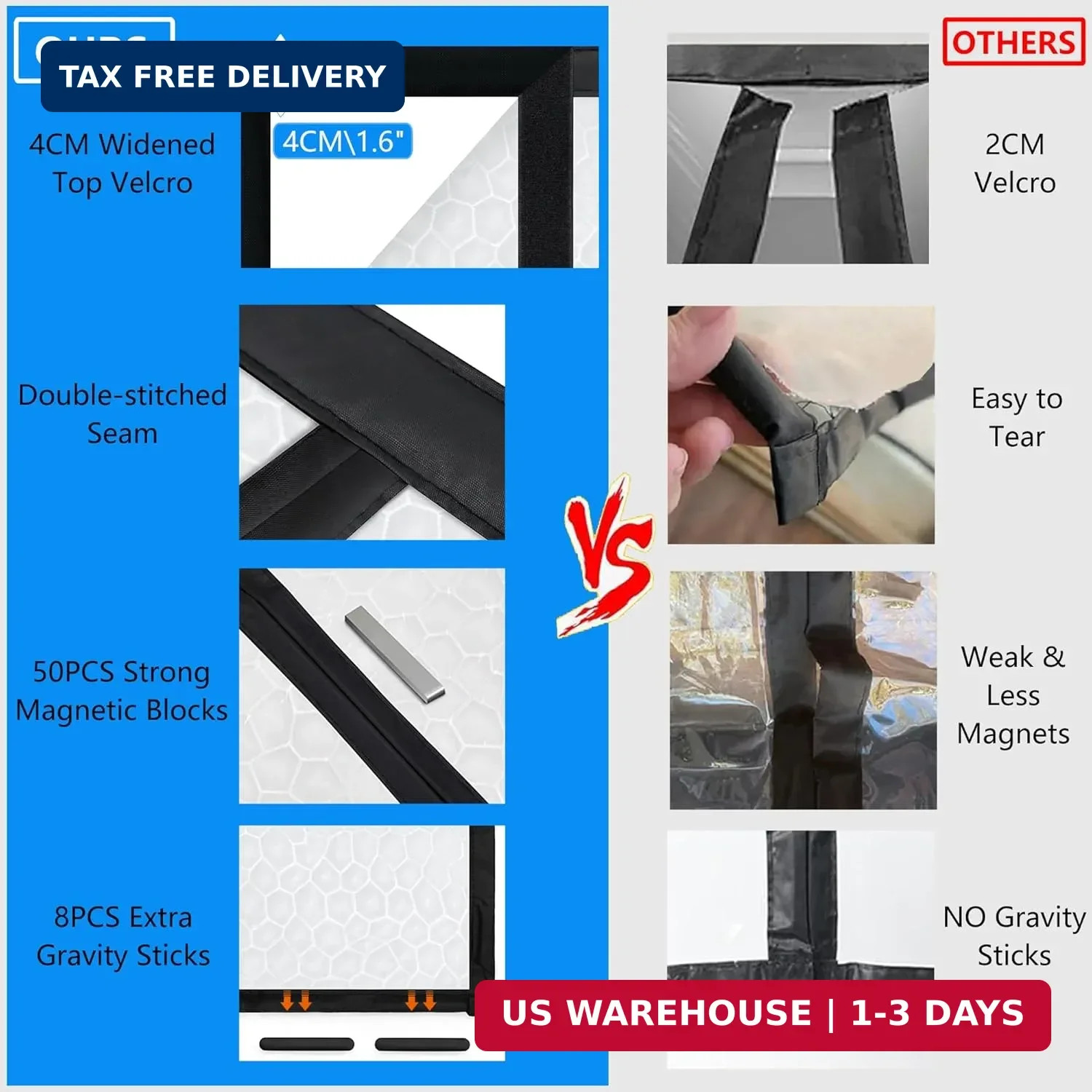 RELIANCER Magnetic Thermal Insulated Door Curtain,Waterproof EVA Door Cover,Fit