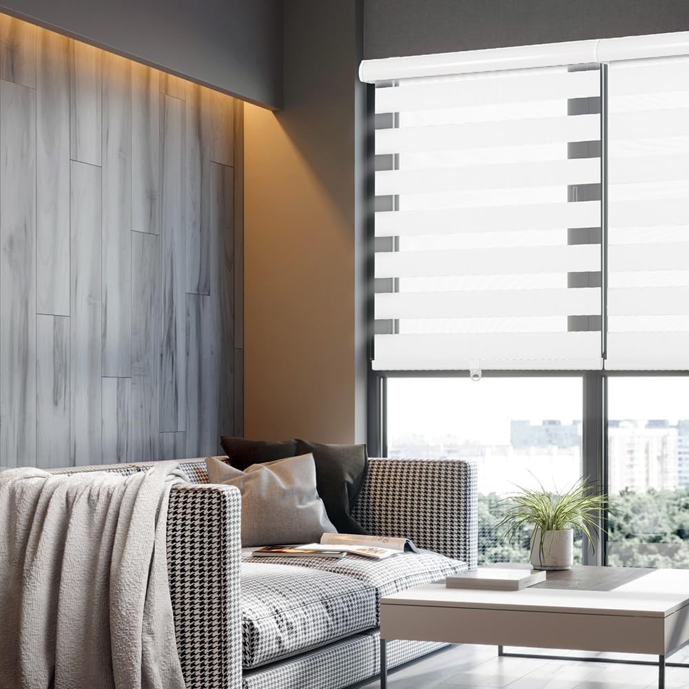Cordless Zebra Blinds for Windows, 45″ W x 72″ H Zebra Roller Shades with Val…