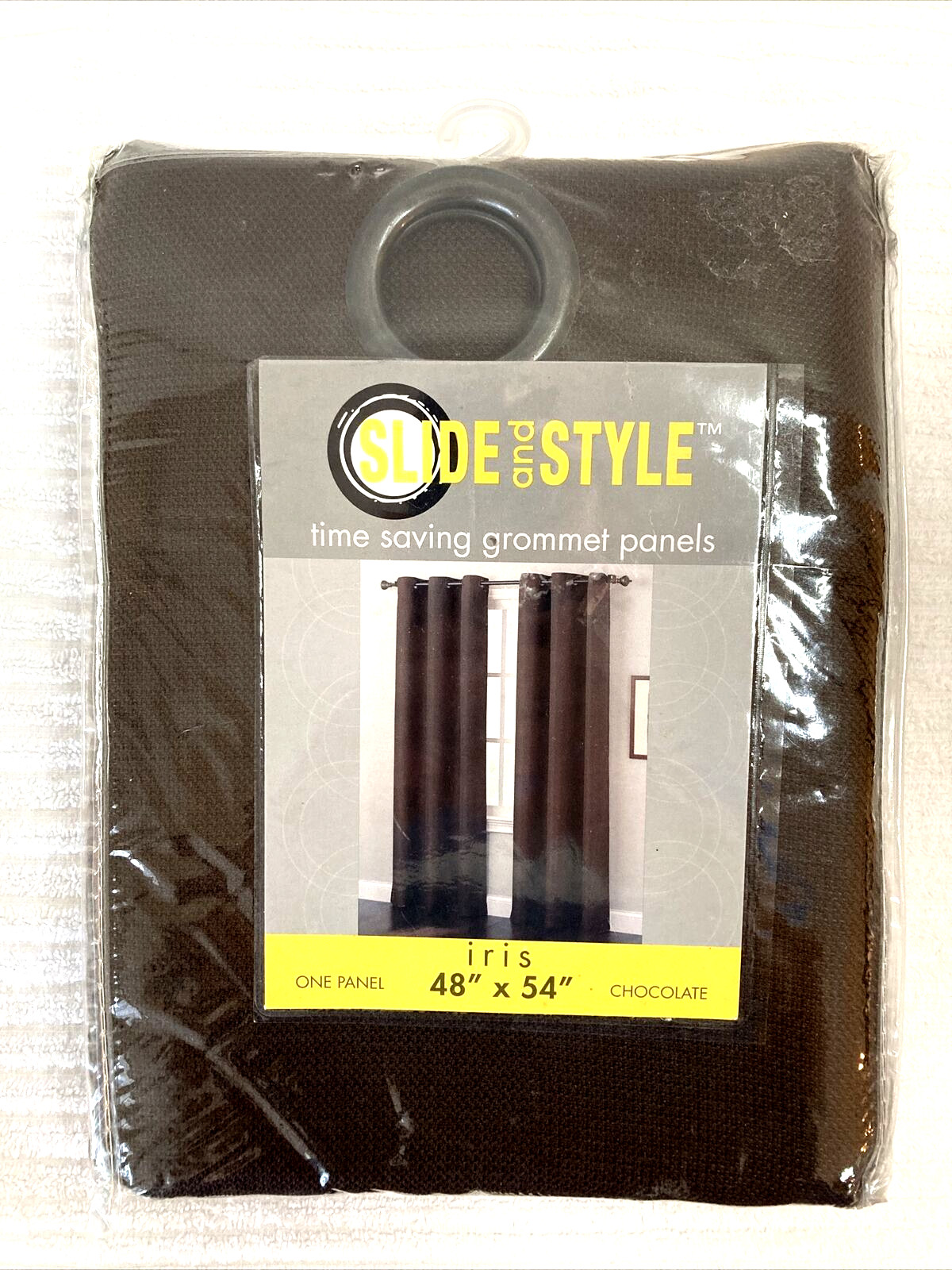 Slide and Style Curtain One Panel 48″ x 54″ Iris Chocolate Brown 1″ Grommet NEW