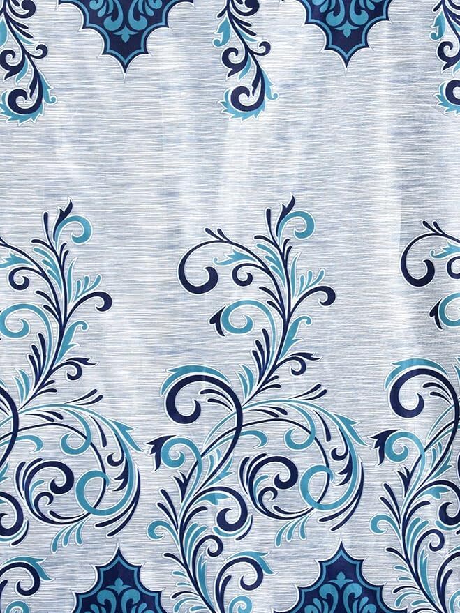 2 Pieces Blue Classic Panel Polyester Door Curtains 5 7 9 Feet