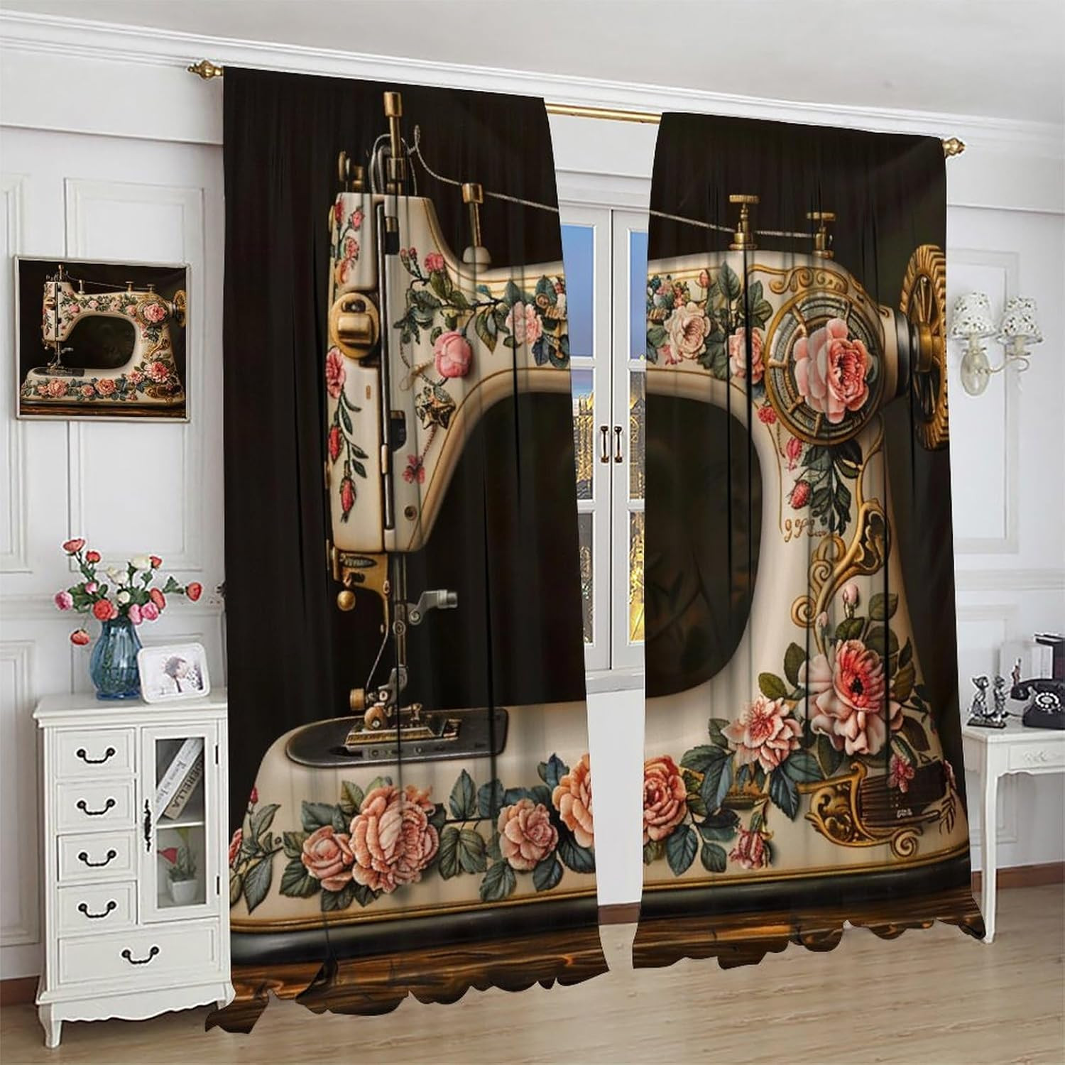 Victorian Style Blackout Curtains for Bedroom Living Room, Rod Pocket Sewing Mac