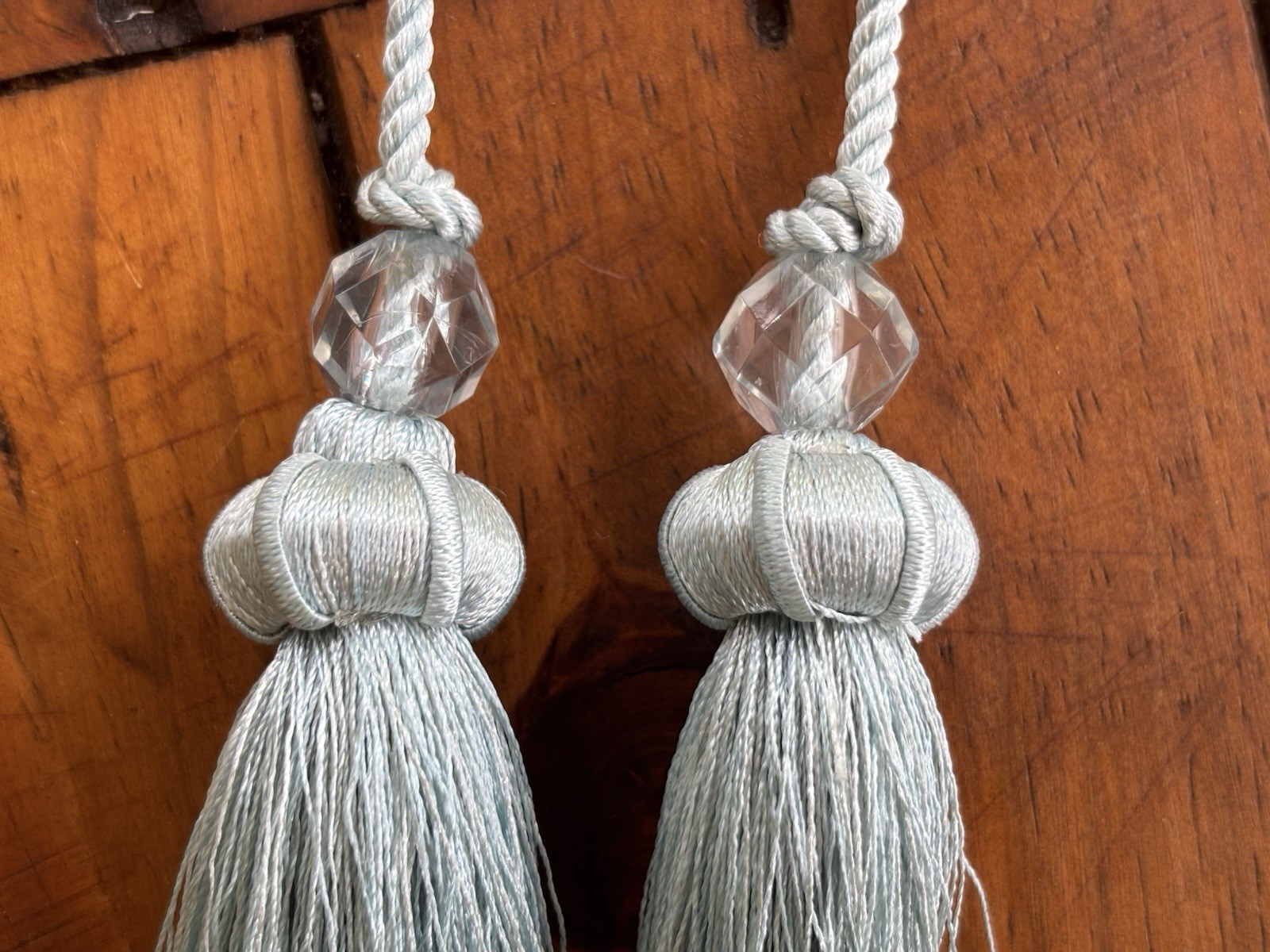 Double Tassel Curtain Tie Back 5″, Light Blue