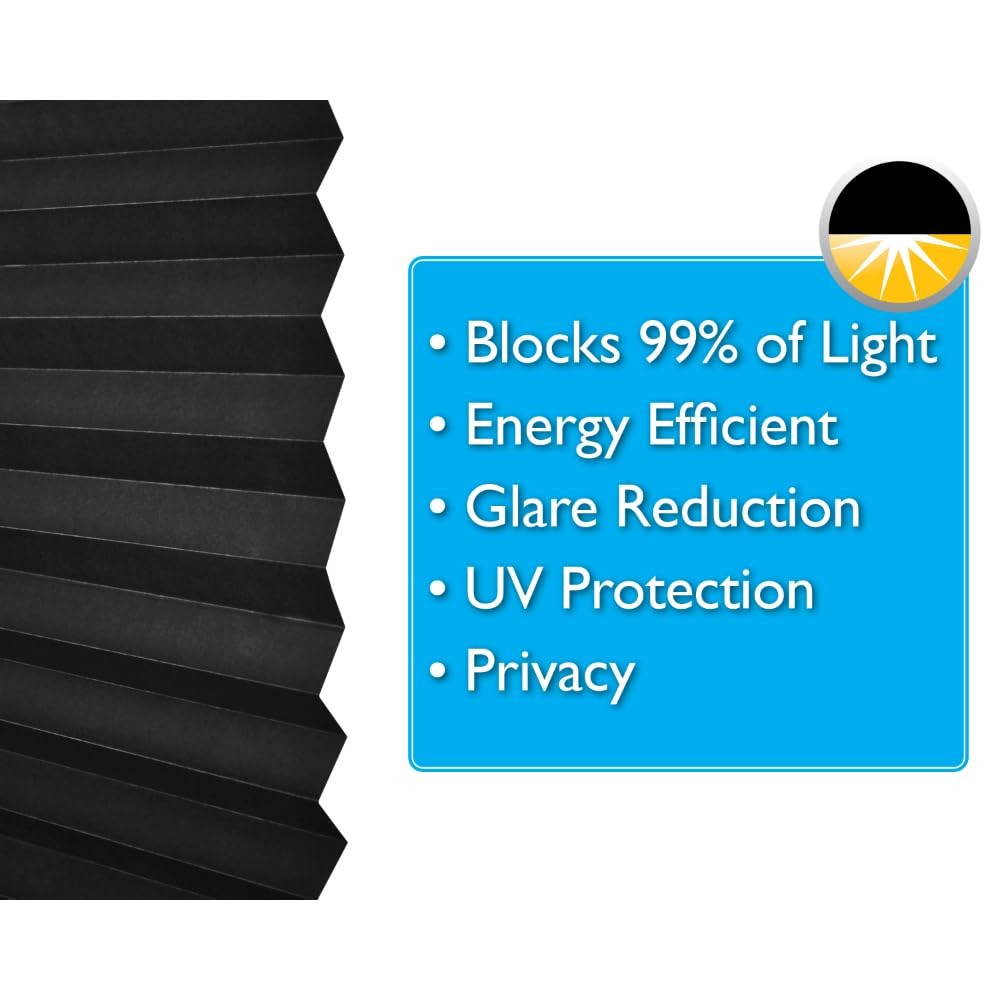 Redi Shade No Tools Original Blackout Pleated Paper 36″W x 72″H, Black