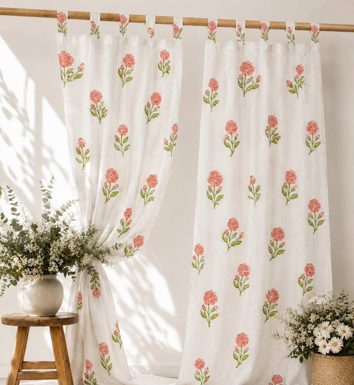 2 Panel Boho Indian Block Print Curtains for Bedroom – Door Window Panel Drapes