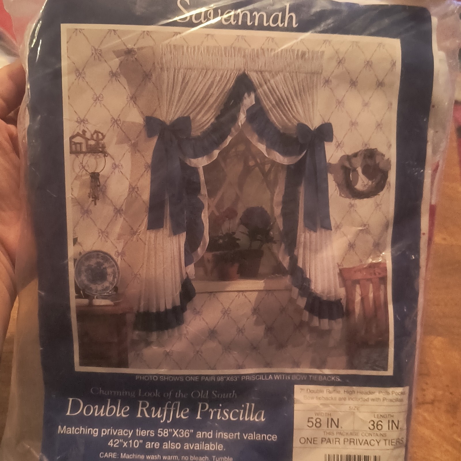 vintage 1980’sSavannah Double Ruffle Priscilla Privacy Tiers Rod Pocket 58×36