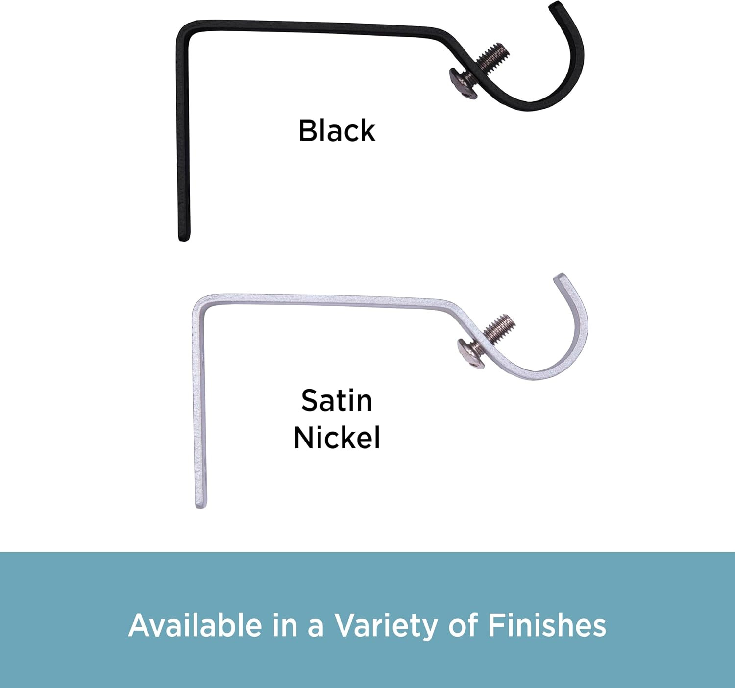 5/8″ Diameter Curtain Rod Mounting Brackets, Set of 2, Black