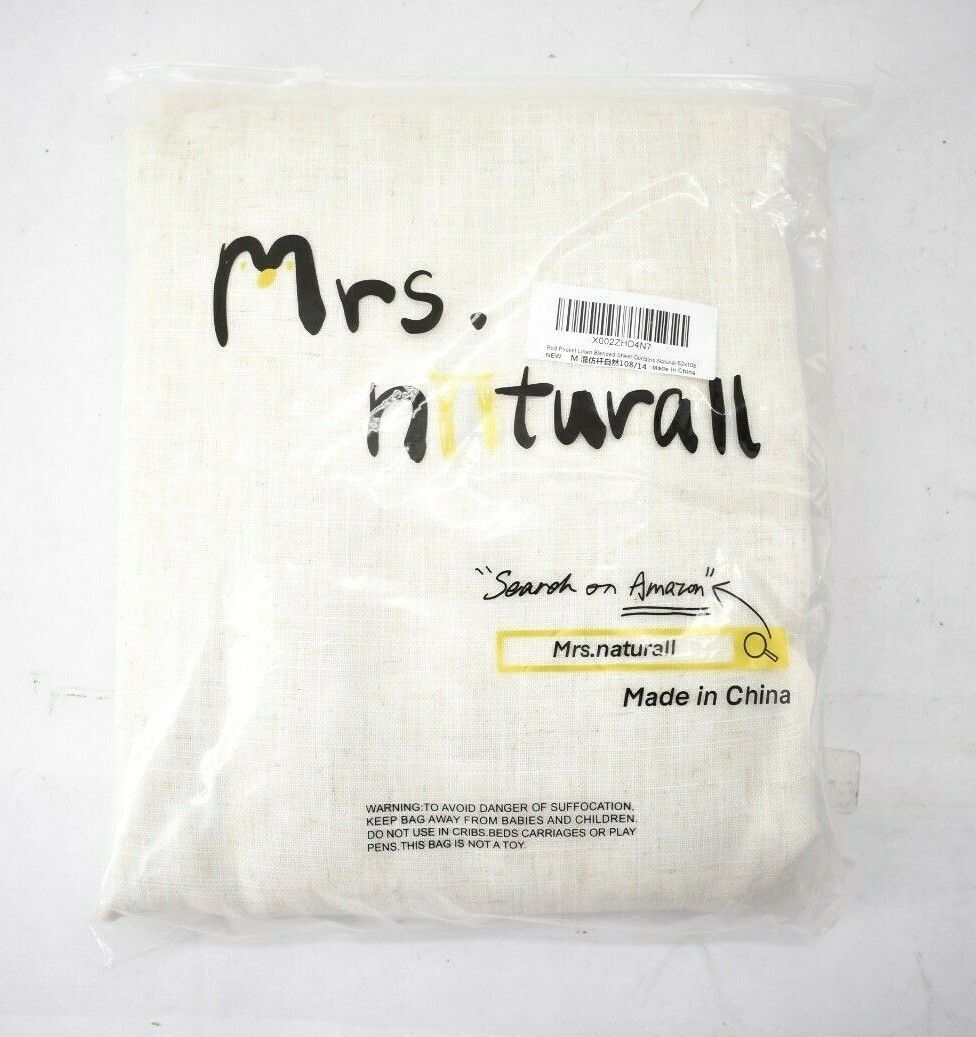 Mrs Naturall Rod Pocket Natural Colored 52×108″ 2 Panel Curtains Light Filtering