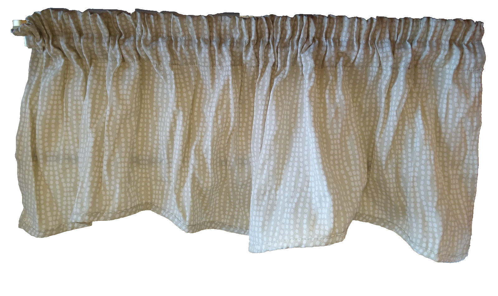 Traditions By Waverly Strands 52″ Curtain Valance Beige Polka Dot Rod Pocket