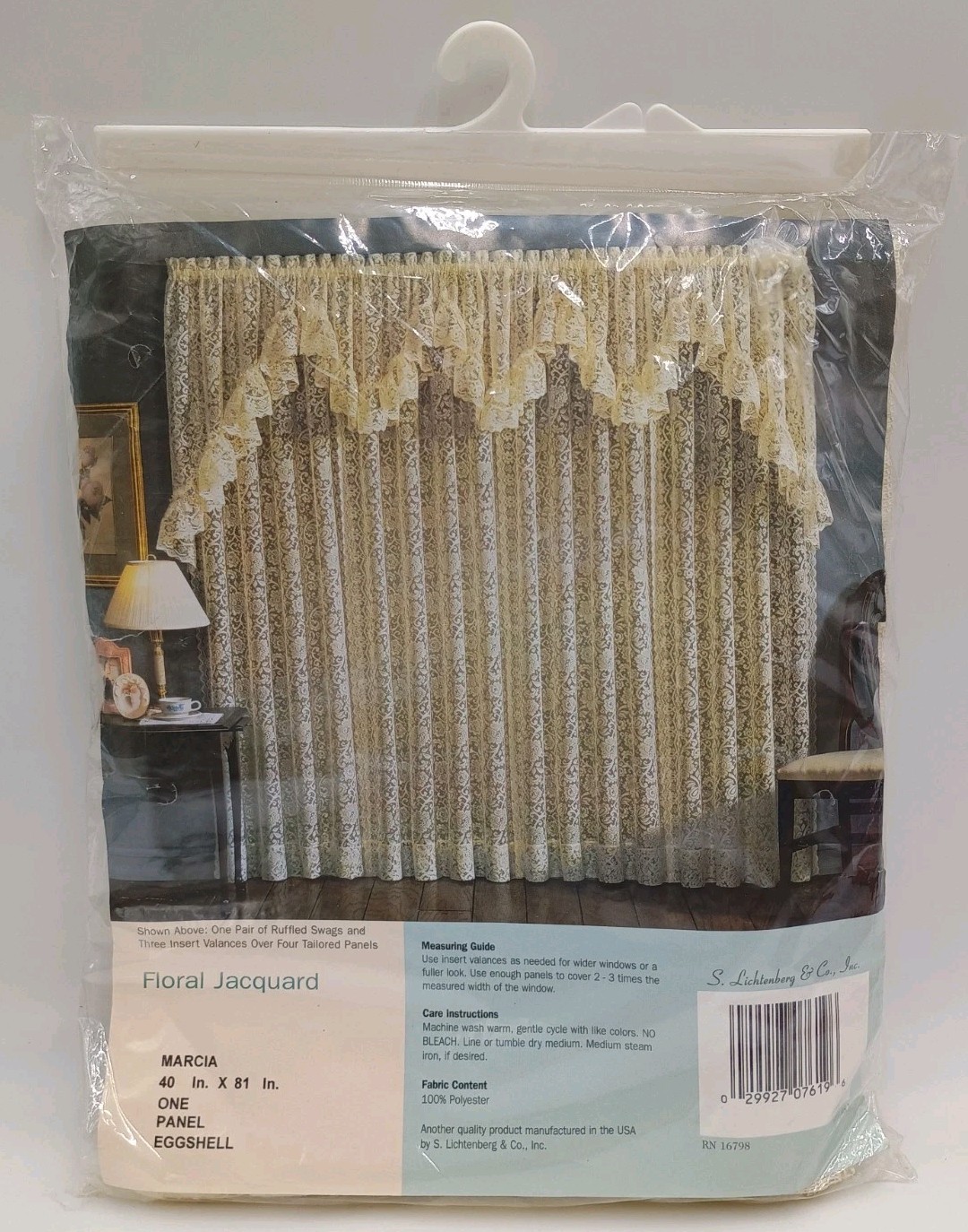 S. Lichtenberg & Co Lace Panel Curtain 40″ x 81″ Marcia Eggshell One Panel Only