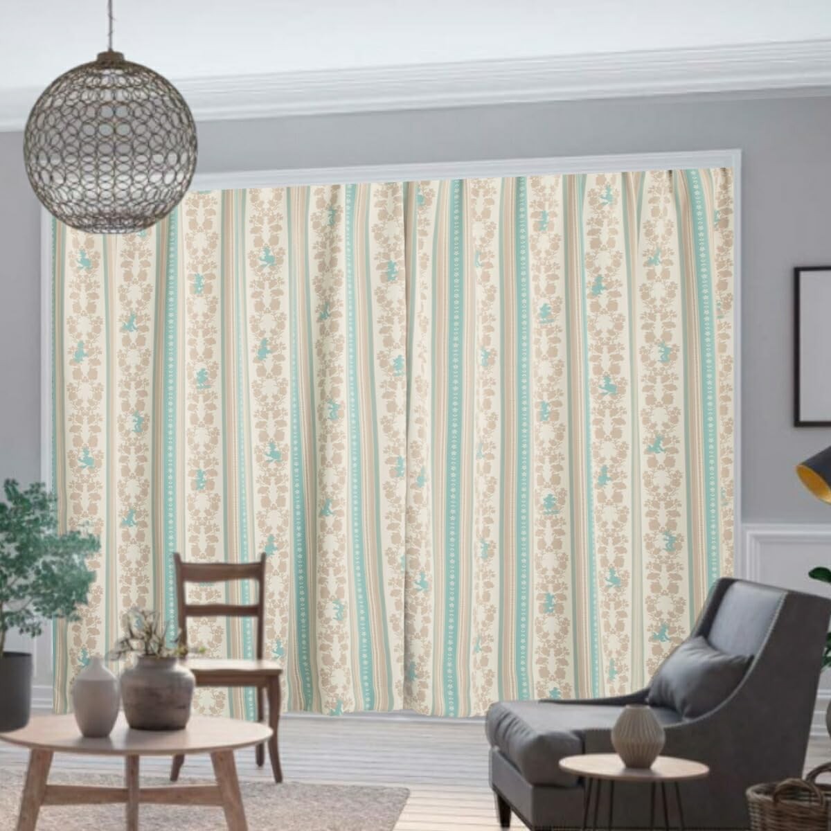 Disney Mickey & Friends Blackout Curtains, 100x75cm, Set of 2, Beige