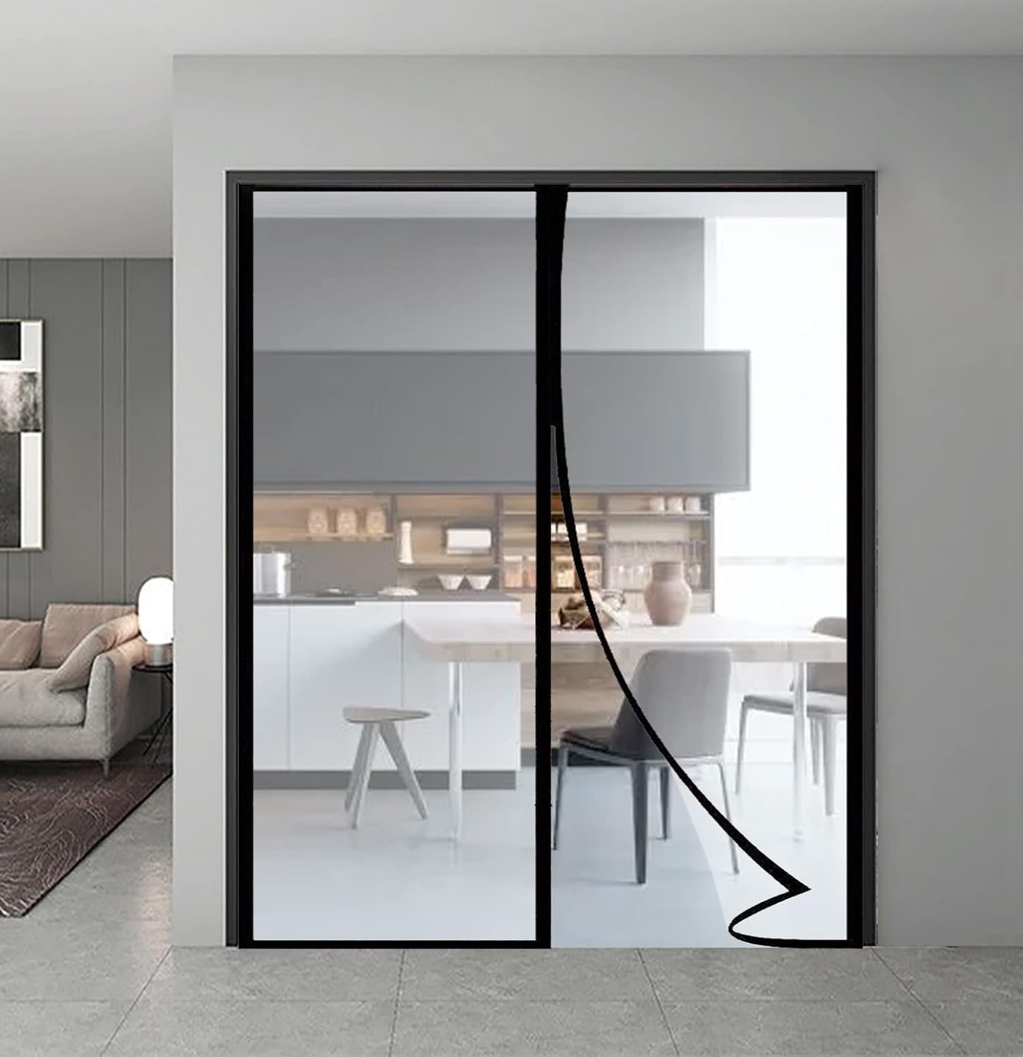 Transparent Insulated Door Curtain, Magnetic Thermal Door Cover Screen Door Self