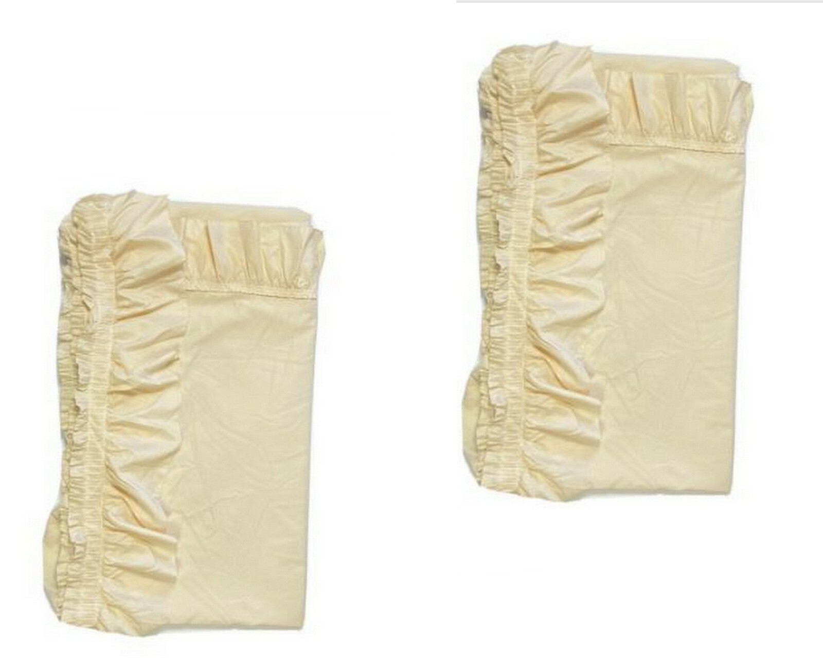 2 Vintage 1970s Curtains Sears Creamy Beige Ruffle Drapes Panels Rare Retired