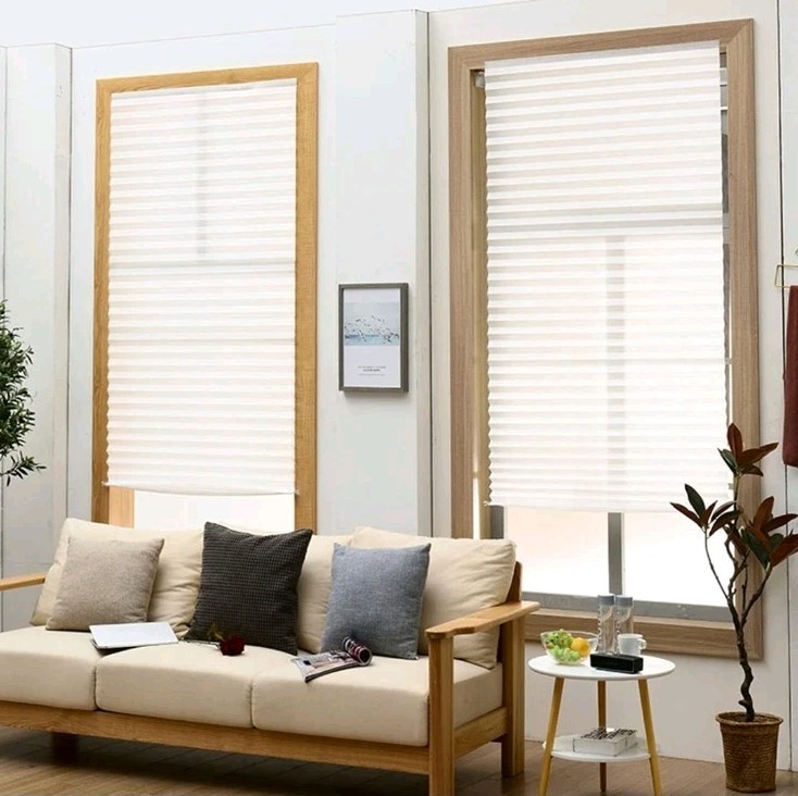 Temporary Window Blinds Cordless Self Adhesive Pleated Paper Blinds 35″x59″