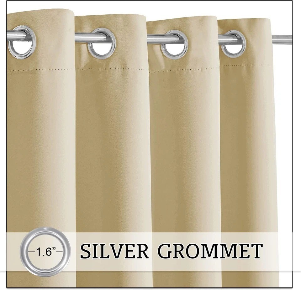 Waterproof Outdoor Curtain Panel 52×84 Biscotti Beige Weather Resistant Patio