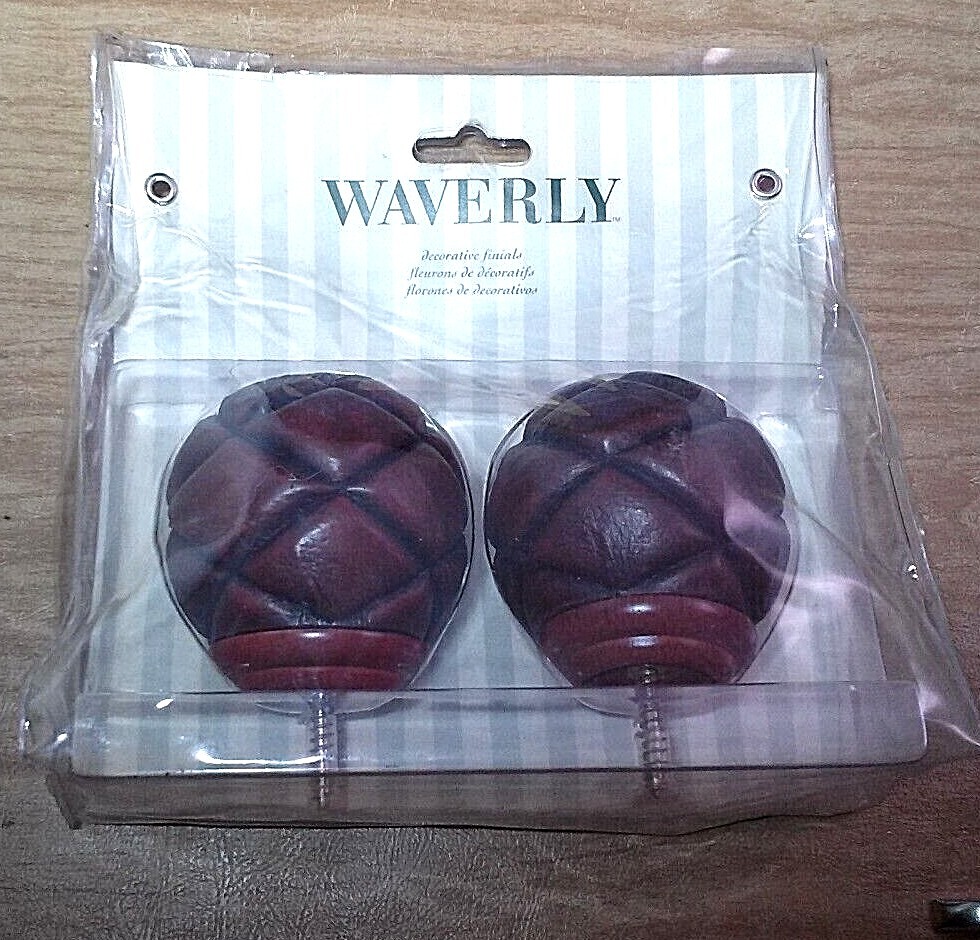 Pair Waverly Kirsch Decorative Finials Fits 1″ Pole dark brown 2518.136