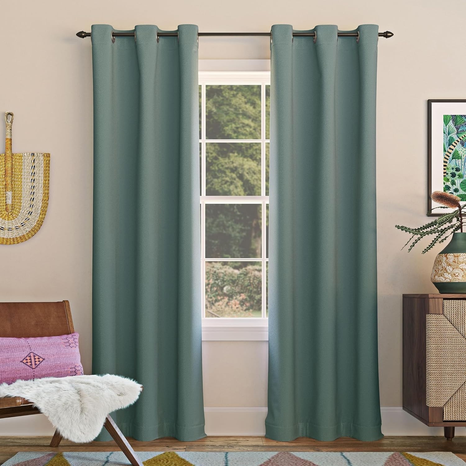 Sun Zero Easton Energy Saving Blackout Grommet Curtain Panel, 40″ x 63″, Mineral