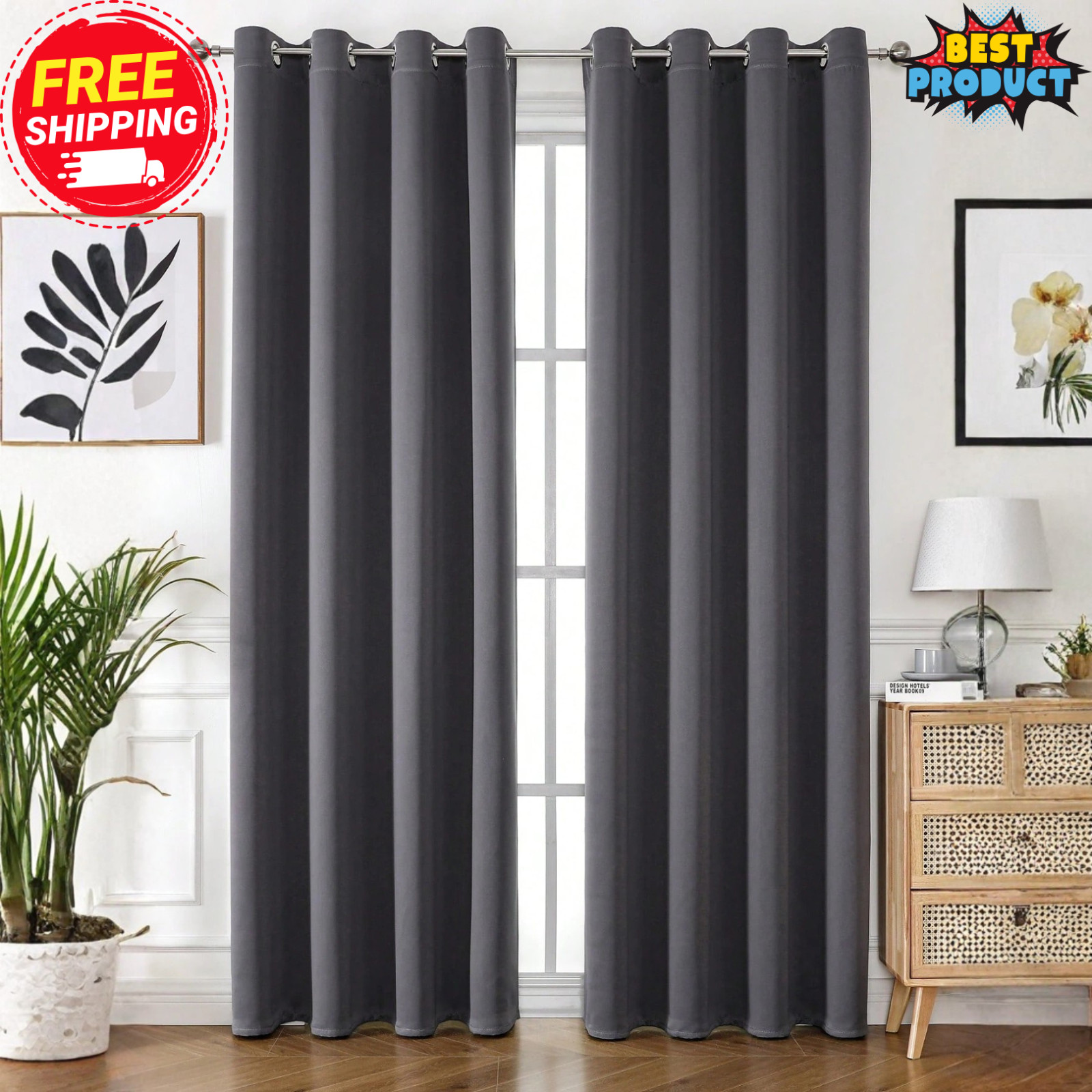 Blackout Curtains UV-Blocking Thermal Insulated Living Room Curtain Window Drape