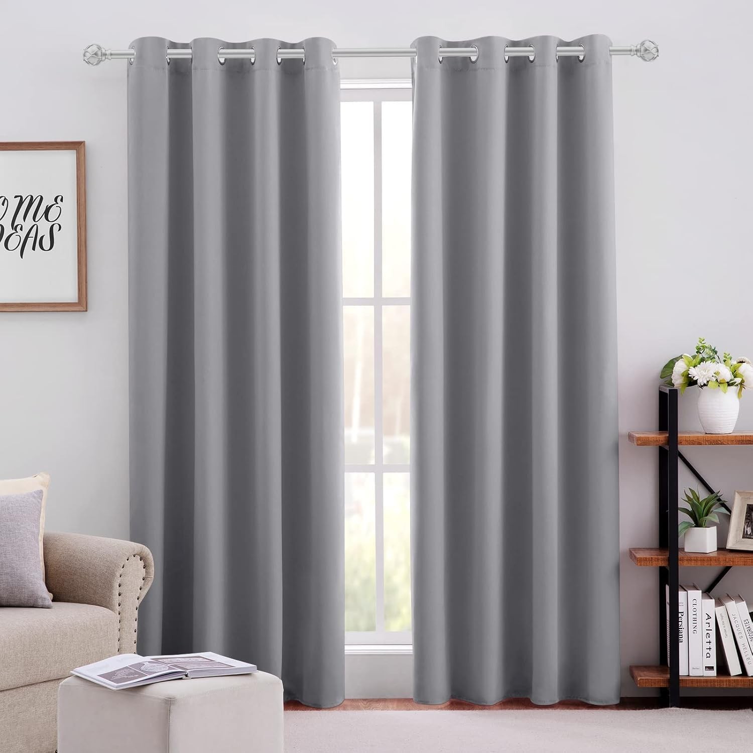 Bedroom blackout curtains 52 inches × 84 inches Length 2 pieces Light gray