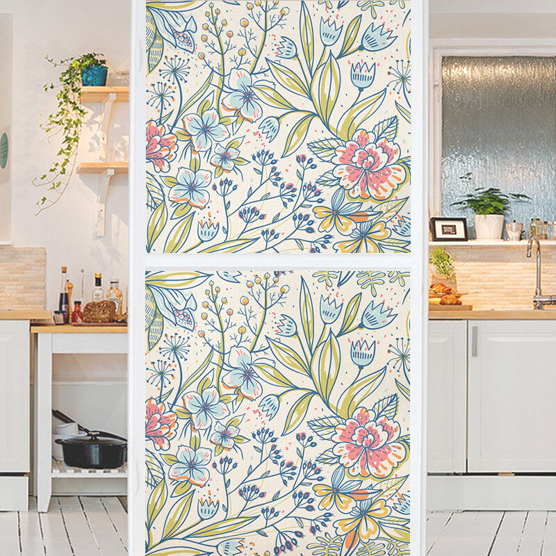 Window Flower Film Vinyl Stained Glass Window Sticker Protection Tint