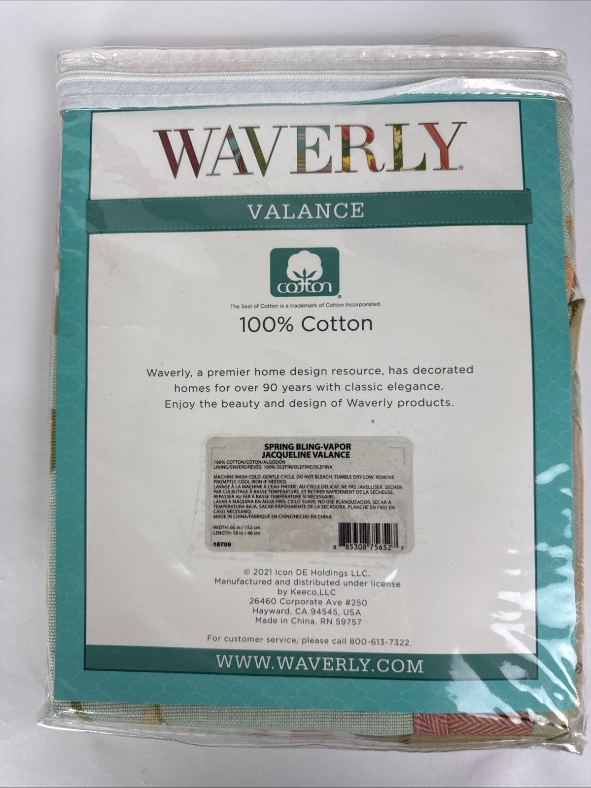 Waverly Jacqueline Valance 60×18 Spring Bling Vapor NEW Cotton floral cottage