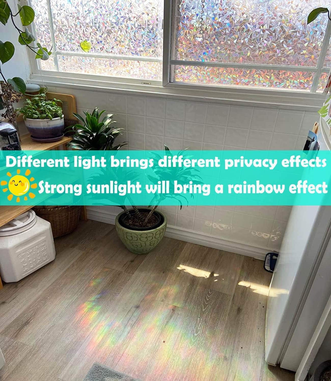 Privacy Window Film ~ Window Sticker ~ 17.7 X 78.7 ~ 3D IRIDESCENT RAINBOW