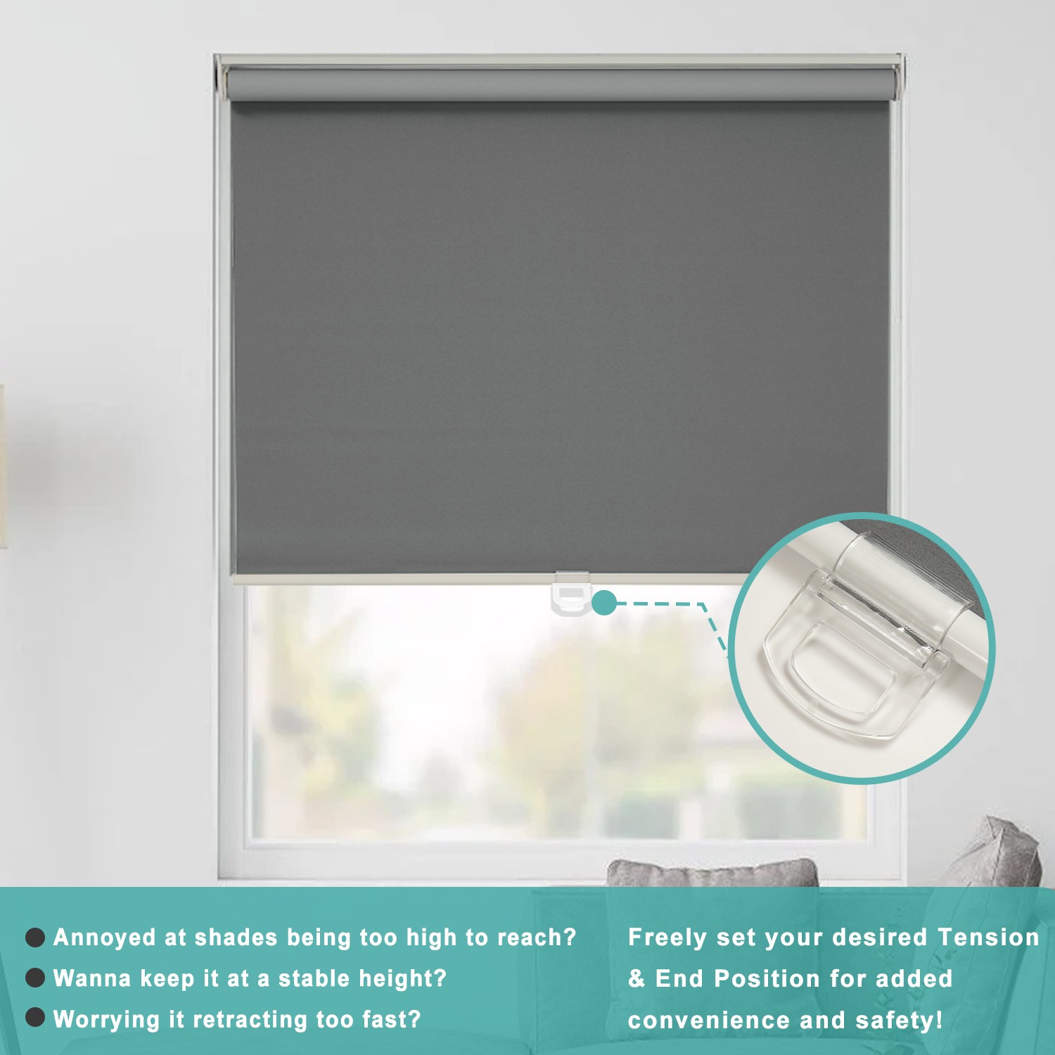Cordless Blackout Roller Shade Light Blocking Rolled Up Blind Room Darkening
