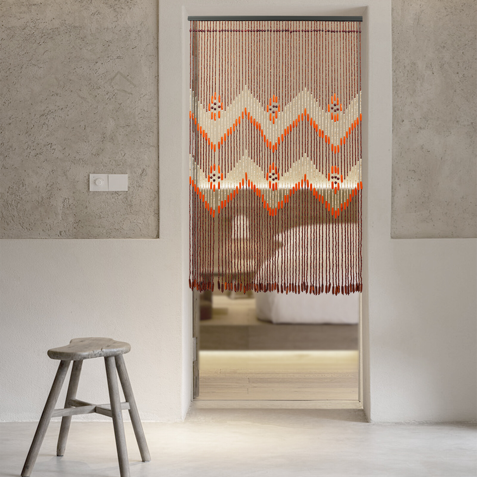 Wavy Shape Door String Curtains for Doorways Bamboo Door Curtain Privacy Decor