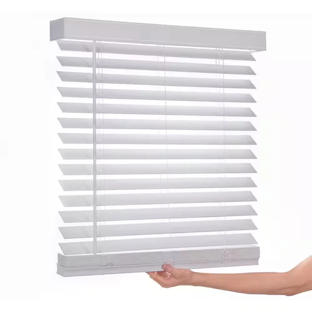 Cordless 2″ Signature Faux Wood Blind, 20.5″ W x 60″ H, Embossed White