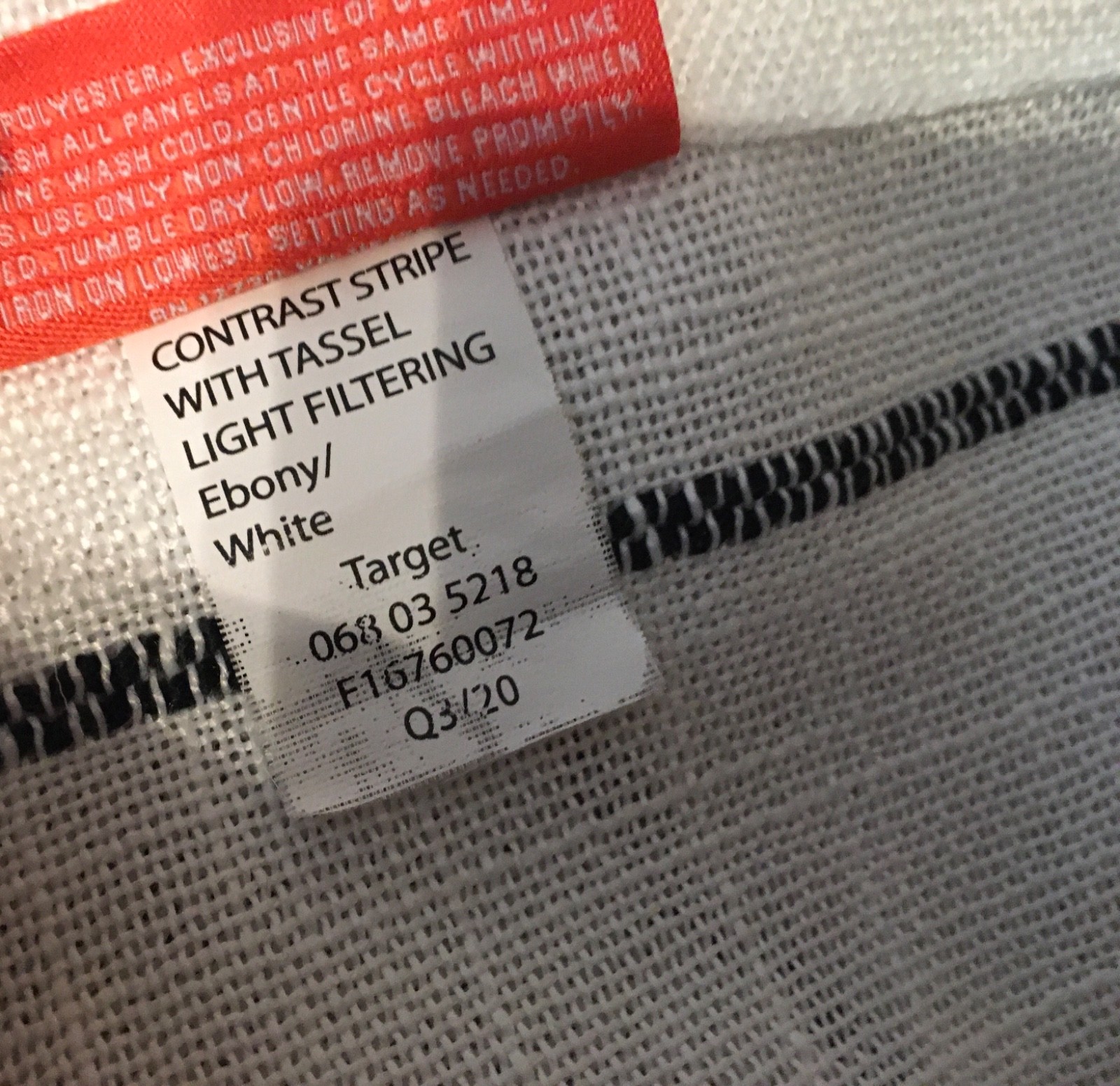 Opal House 84×54 Woven Black & White Stripe Curtain Panel with tassels on sides