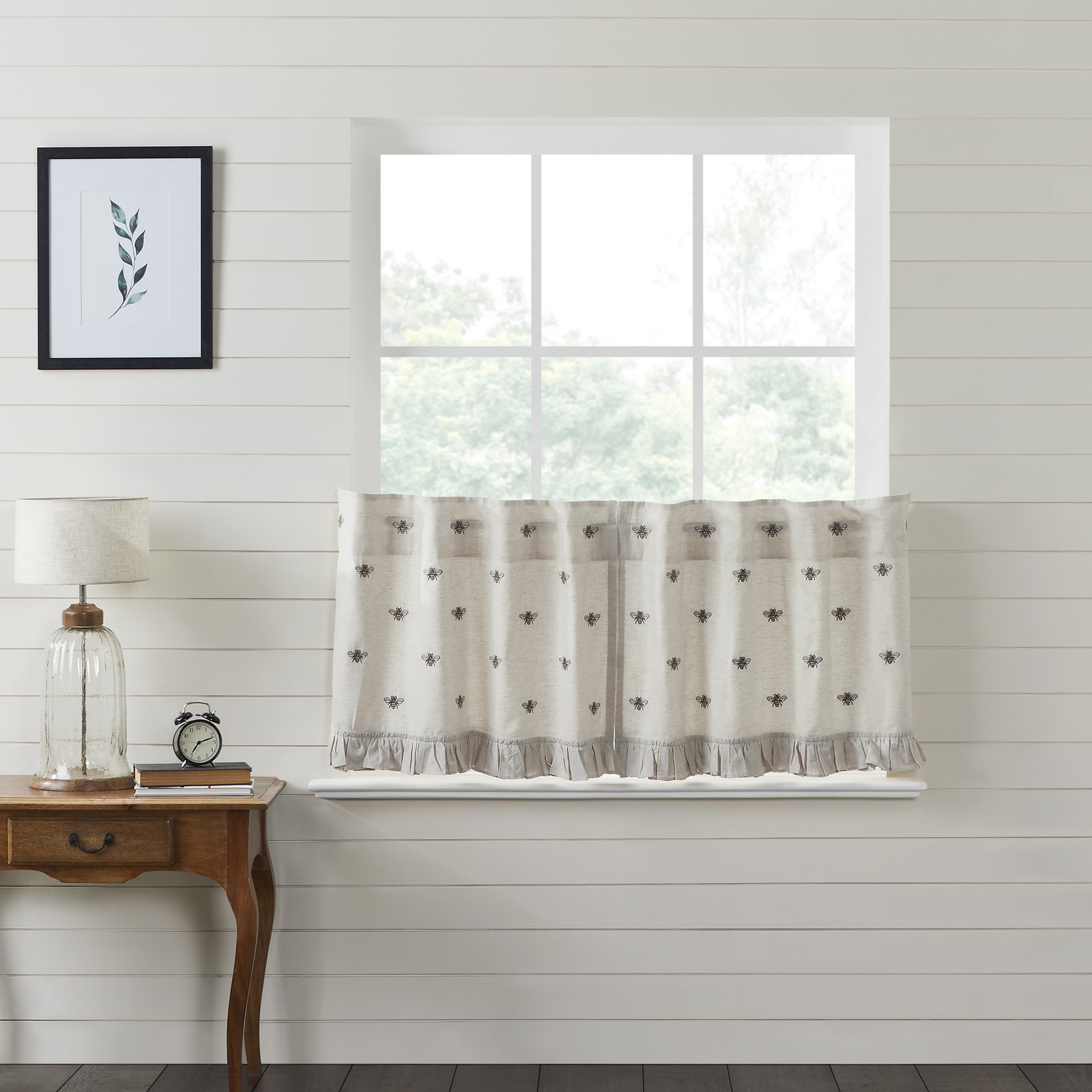 Farmhouse 24″x36″ Honey Bees Tier Pair Creme Kitchen Window Curtains VHC Brands