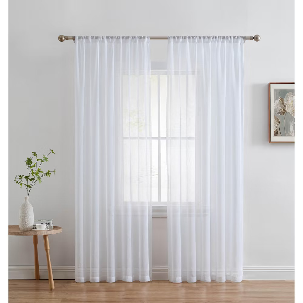 HLC.ME Penelope Faux Linen Textured Privacy Sheer Light Filtering Rod