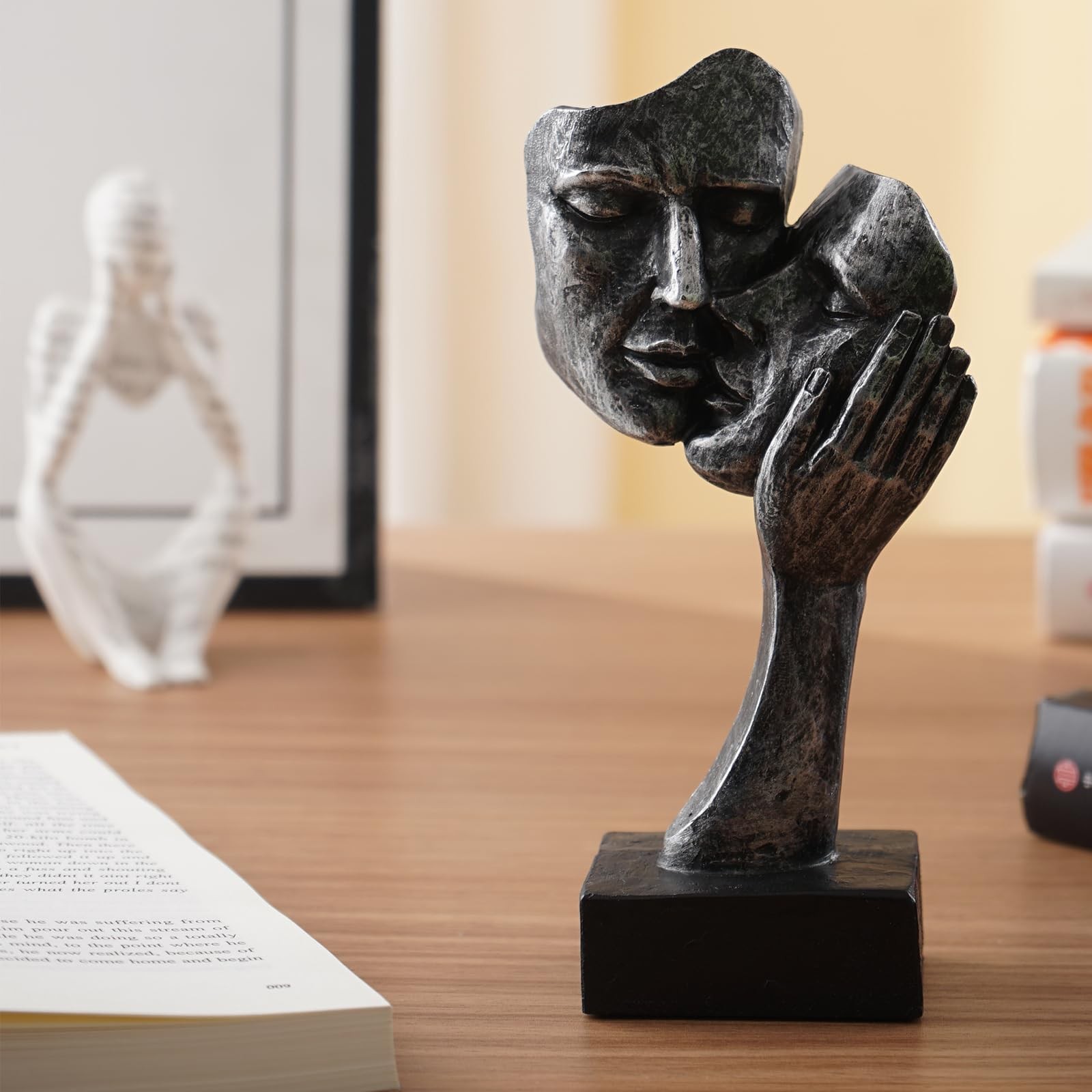 Resin Couples Kiss Sculpture,Abstract Couple Statue for Home Decor Wedding,Mo…