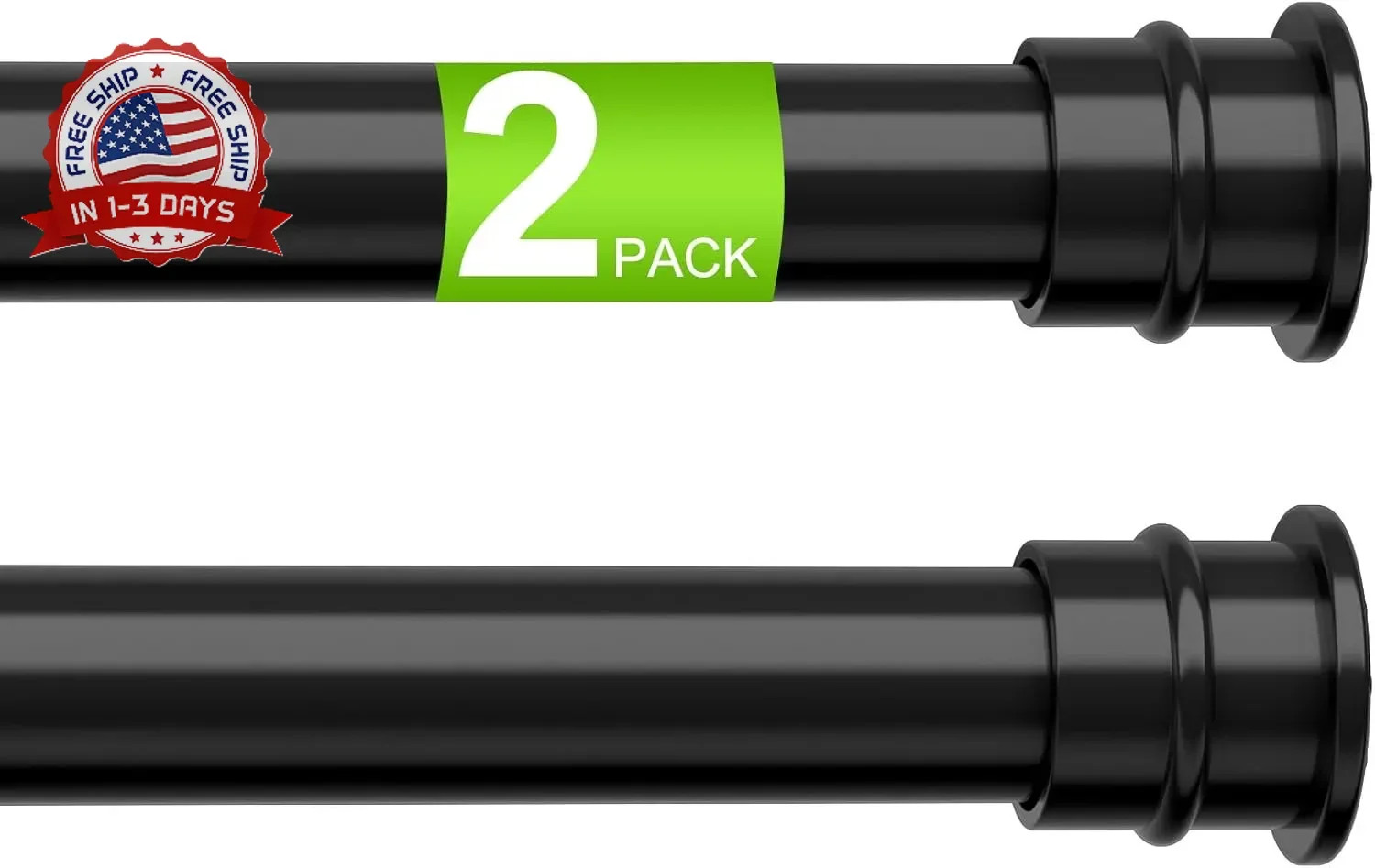 2 Pack Spring Tension Rods 28-48 Inches No Drill Tension Curtain Rods Black Spri