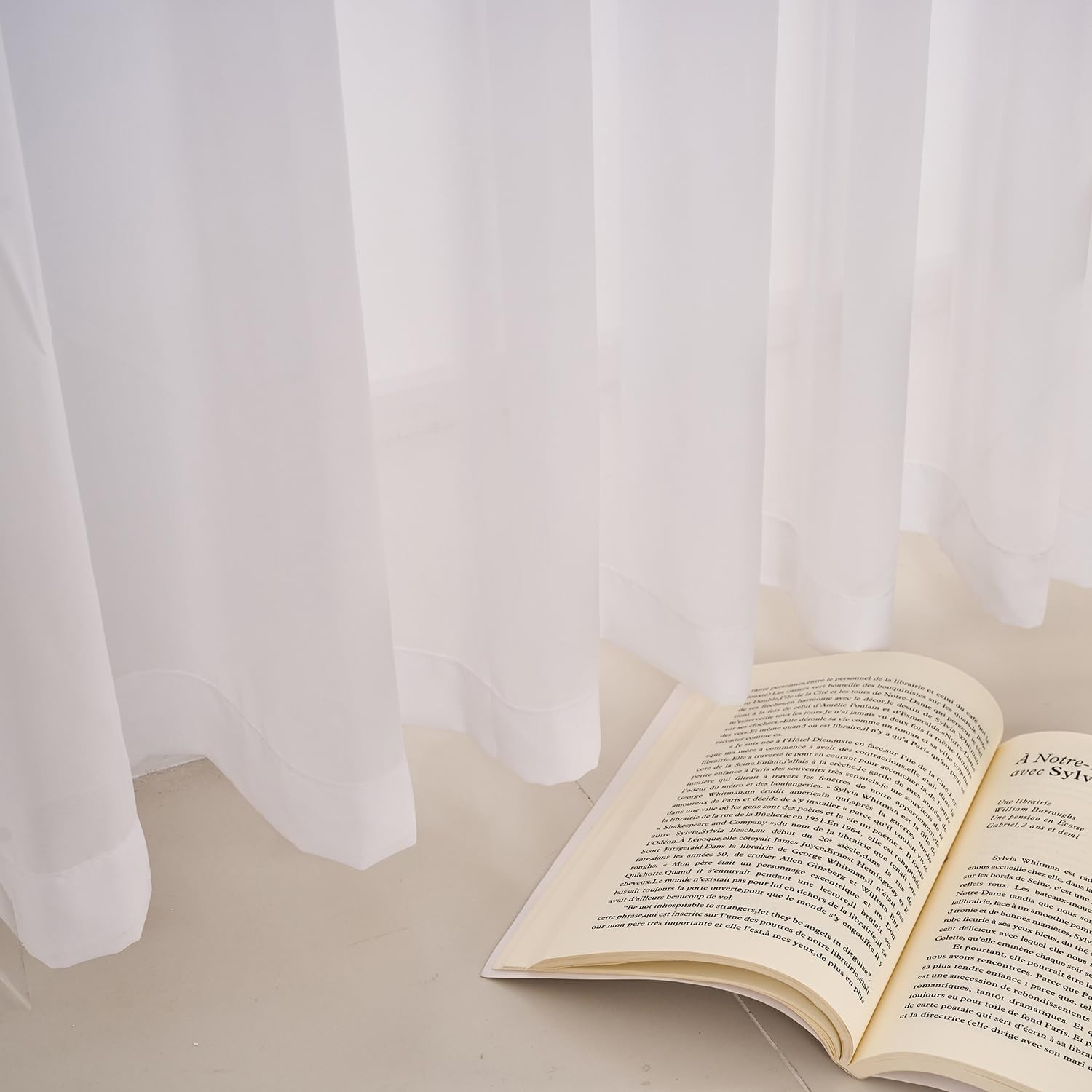 Pure White Pinch Pleated Curtains 1 Panel 60″ x 108″ Semi-Sheer Pleat Drapes