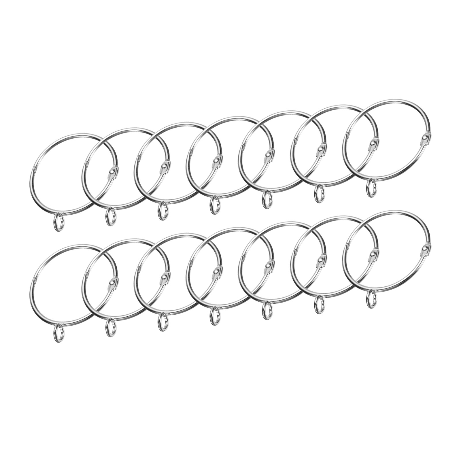 14PCS Openable Curtain Rod Rings With Eyelets Drapery Metal Curtain Rings Silver