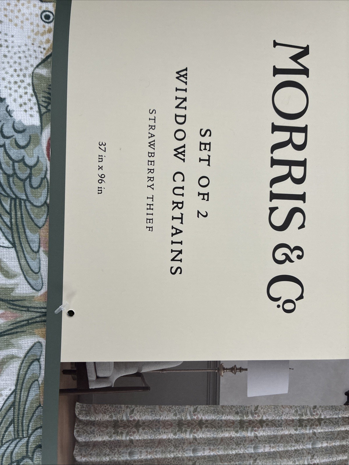 New Morris & Co Strawberry Thief 2 Pack Window Curtain Sage Green (37 x 96″)
