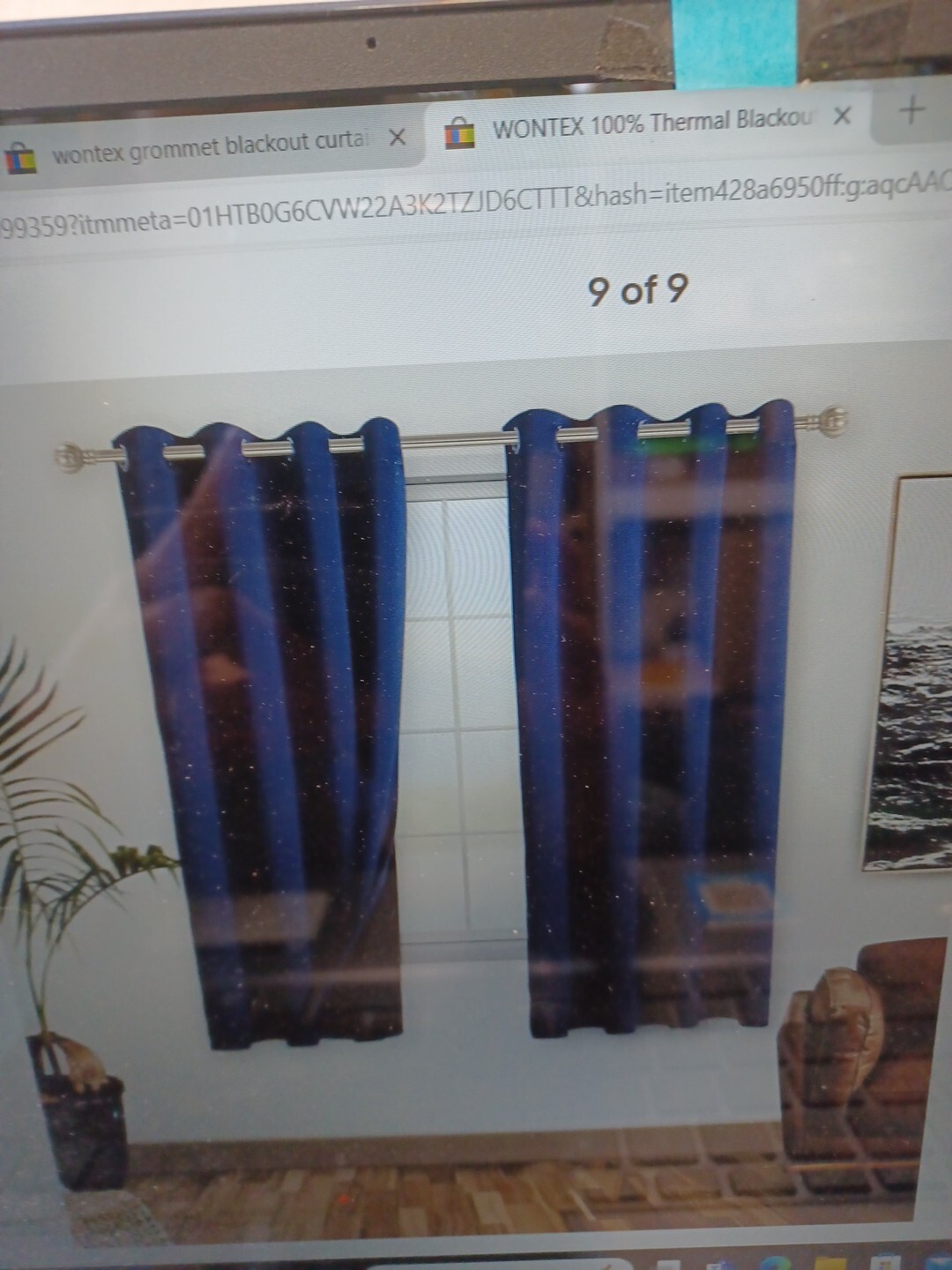 Wontex Grommet Blackout Curtains 38×63 Navy Blue New Item#1024