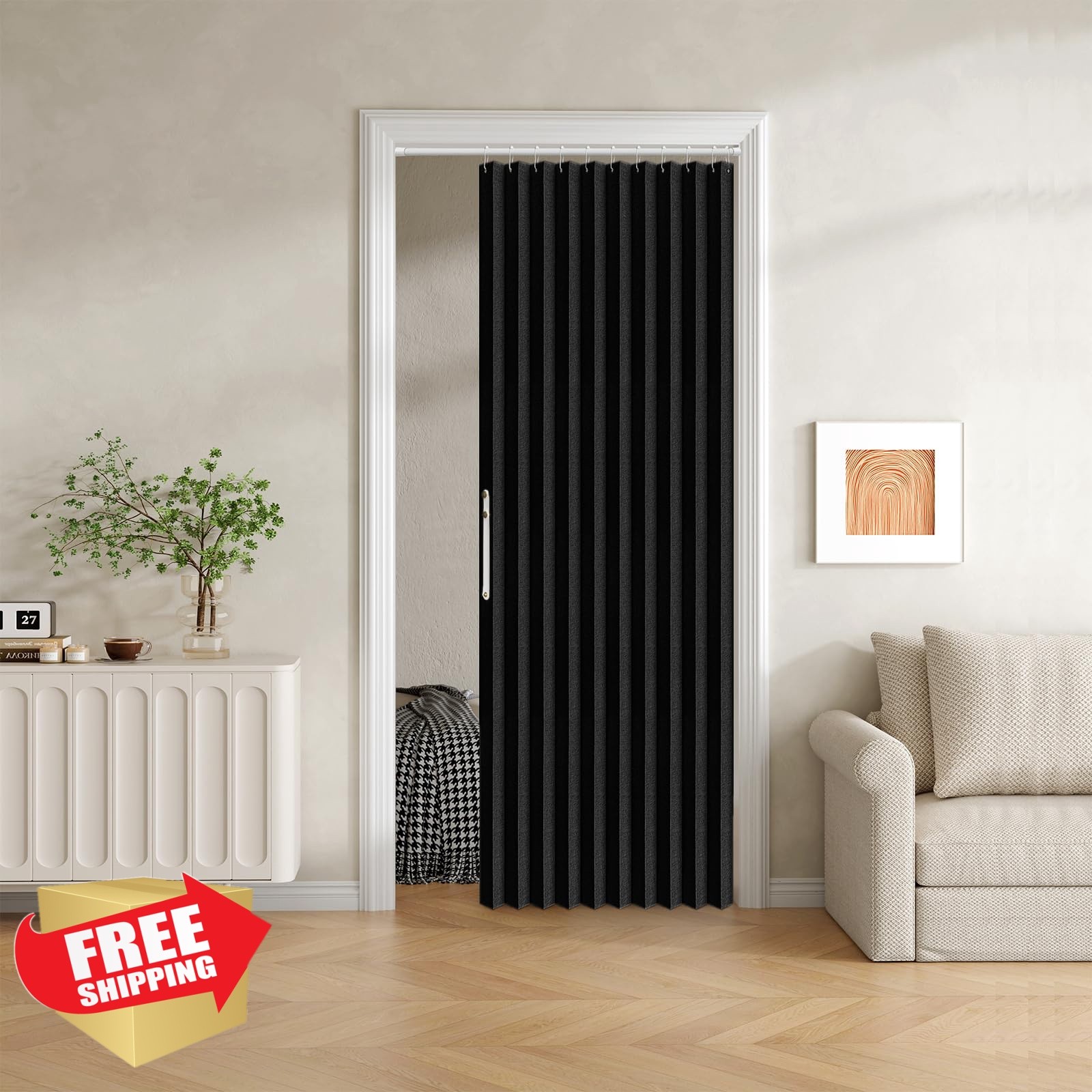 Jilron 42×78 Black Folding Door Curtain