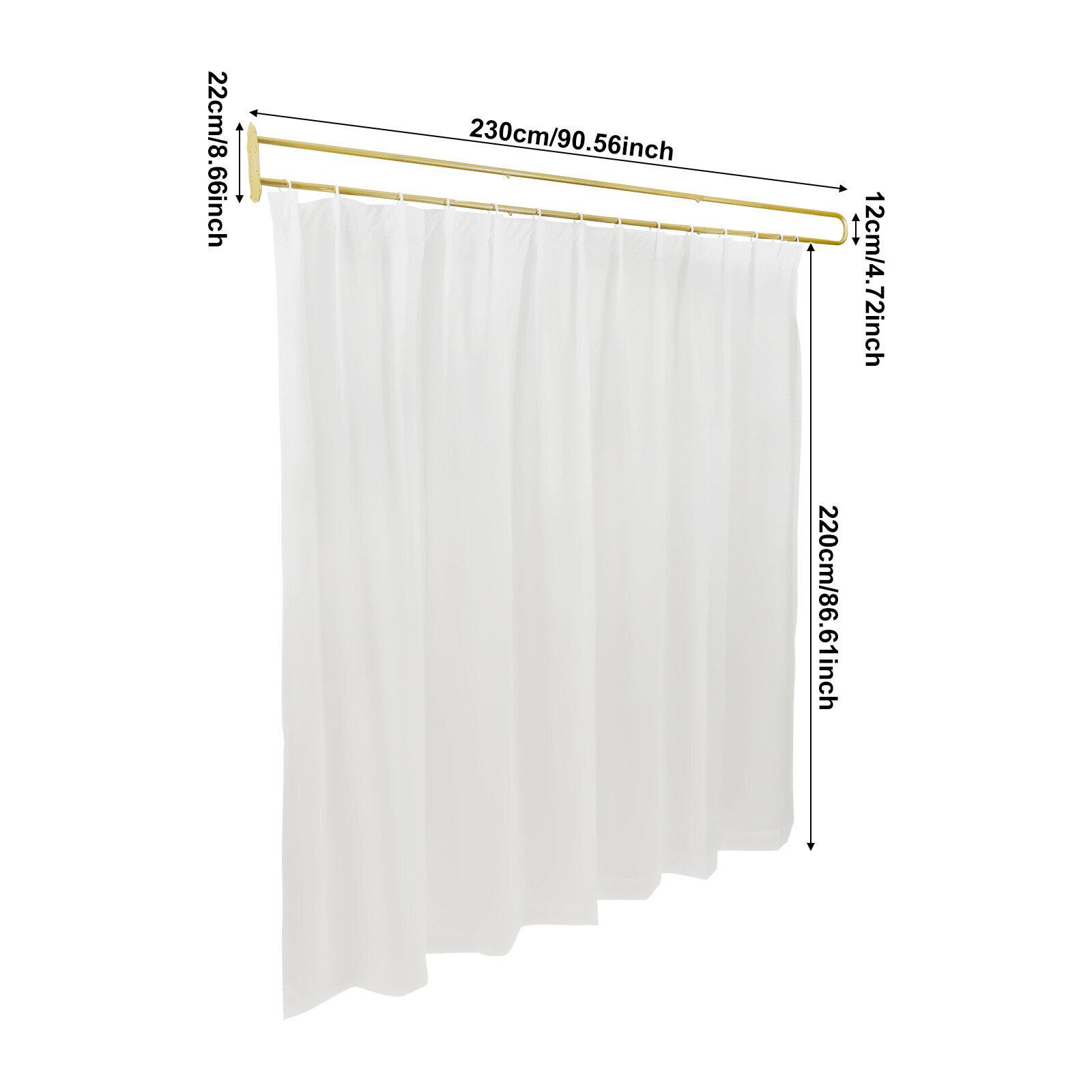 White Partition Curtain With U-Shape Tube Privacy Partition Curtain Room Divider