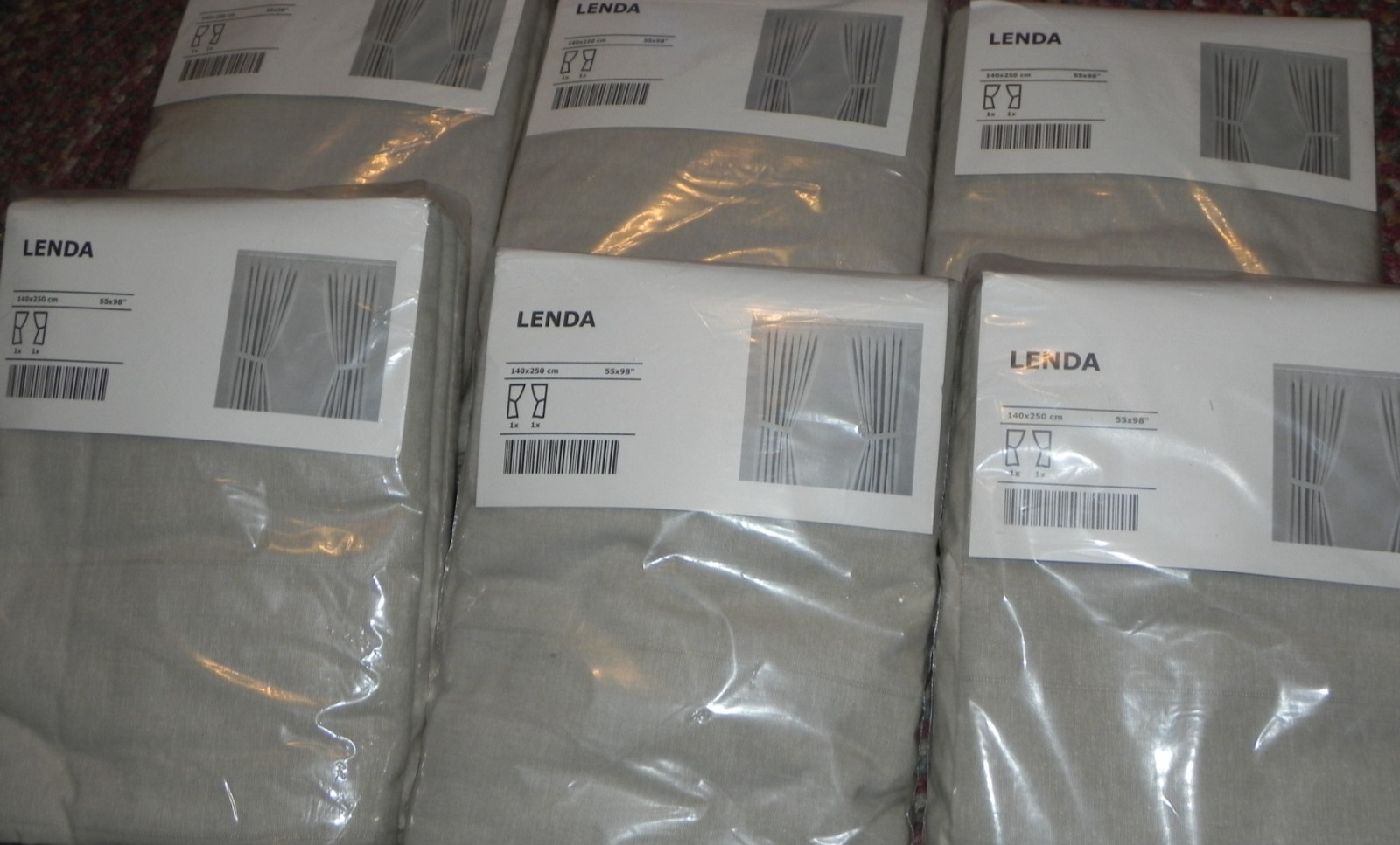 Ikea LENDA Curtains 2 Panels w/Ties 55″ x 98” Sand Tan Beige NEW 201.119.74