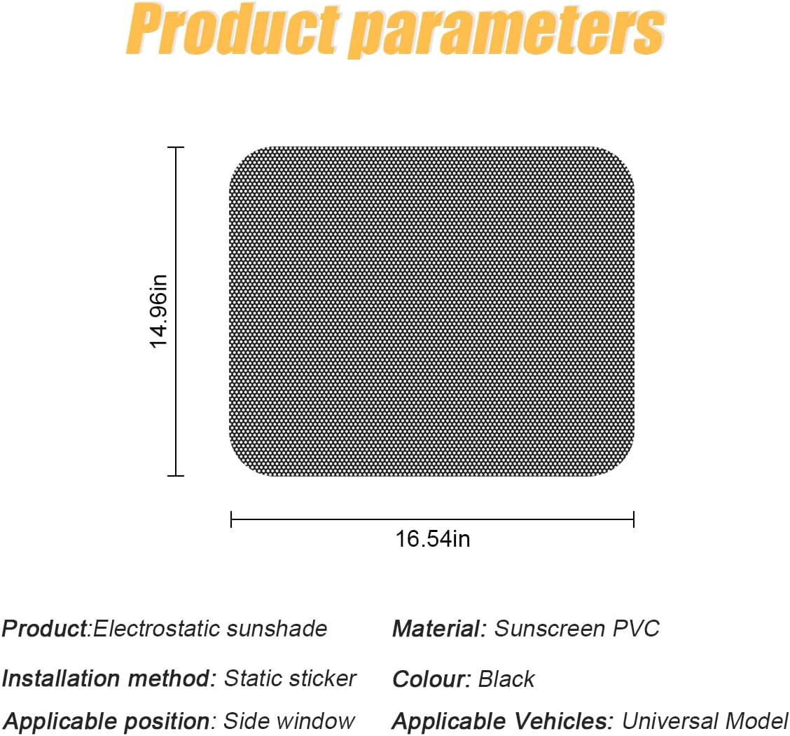 Car Side Window Sunshade, 4 PCS Static Cling Films Stickers Sun Shade UV Rays Pr