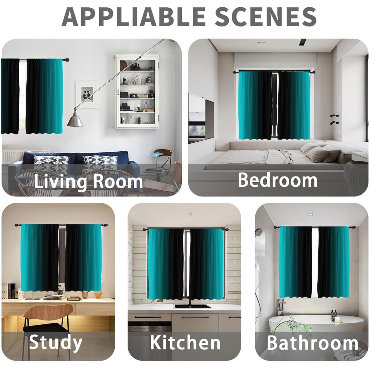 Eglgcc Teal Turquoise Curtains Black Aqua Ombre Gradient Abstract Dark Cool