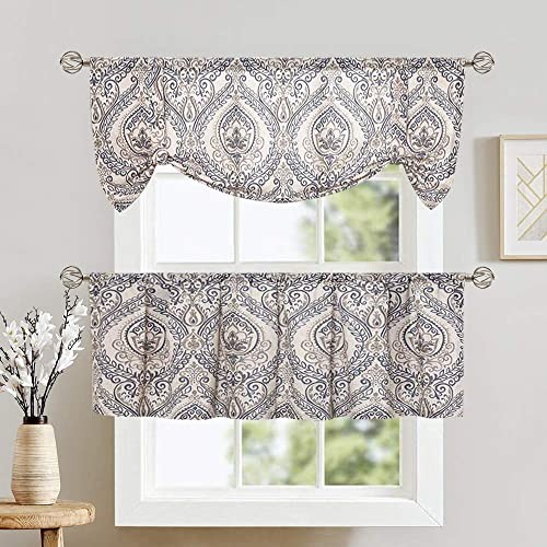 Floral Valance Curtain for Kitchen Windows 16 Inch 52″W x 16″L (Pack of 1)