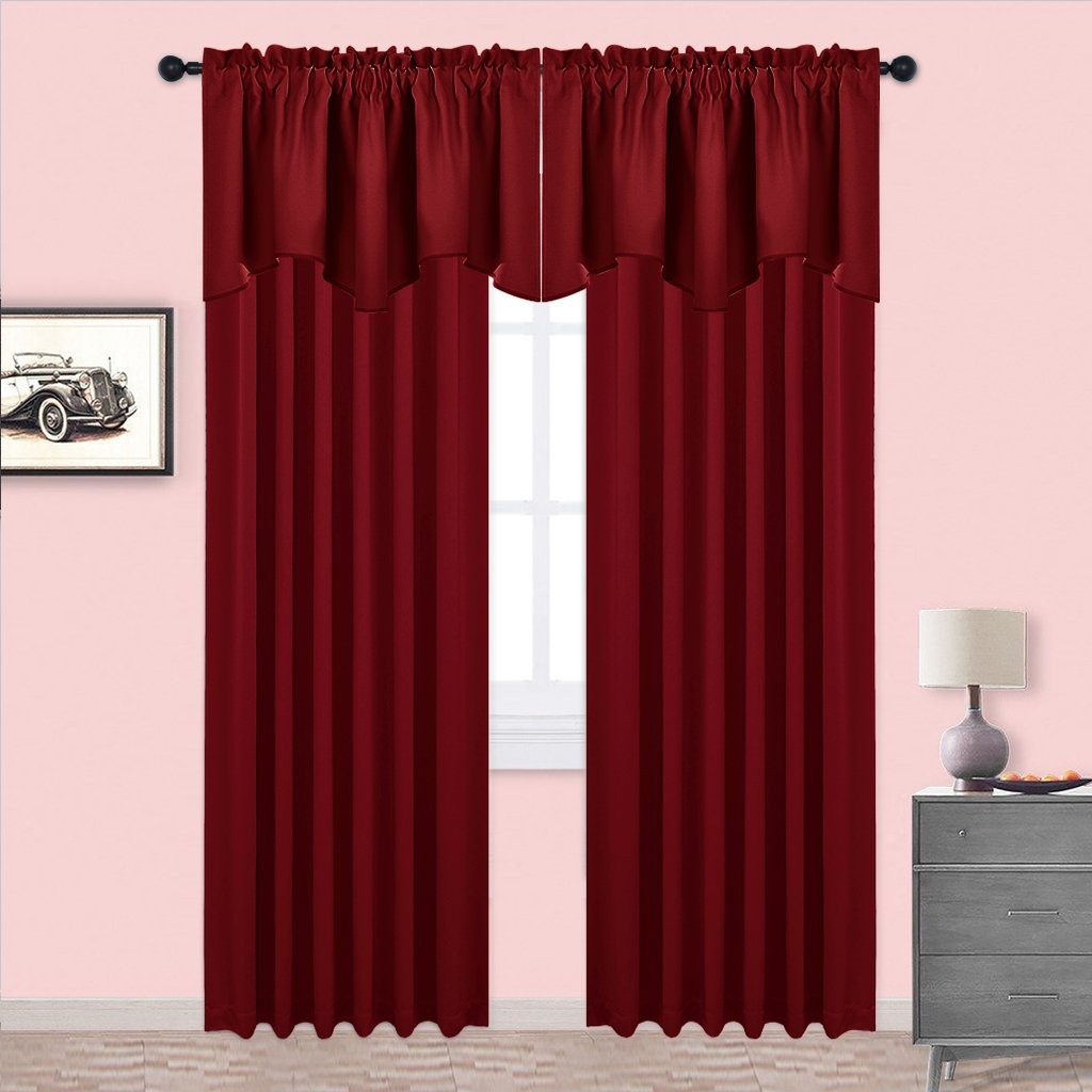 Window Valance – Burgundy Red Blackout Valance Elegant 52 inches by 18 inches…