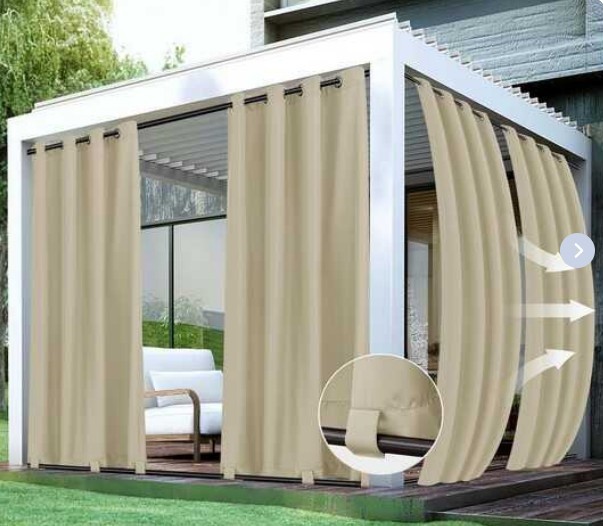 Waterproof outdoor patio curtains – 4 boxes, 4 panels per box = 16 total panels