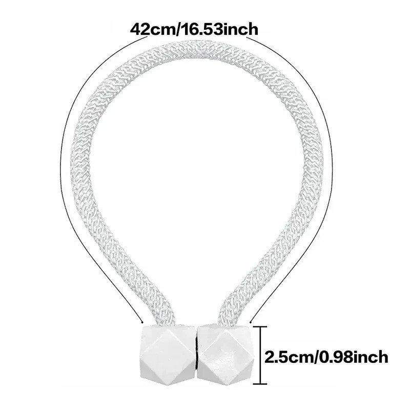 Magnetic Curtain Tiebacks Strong Rope Design Home Decor Black 2Pc