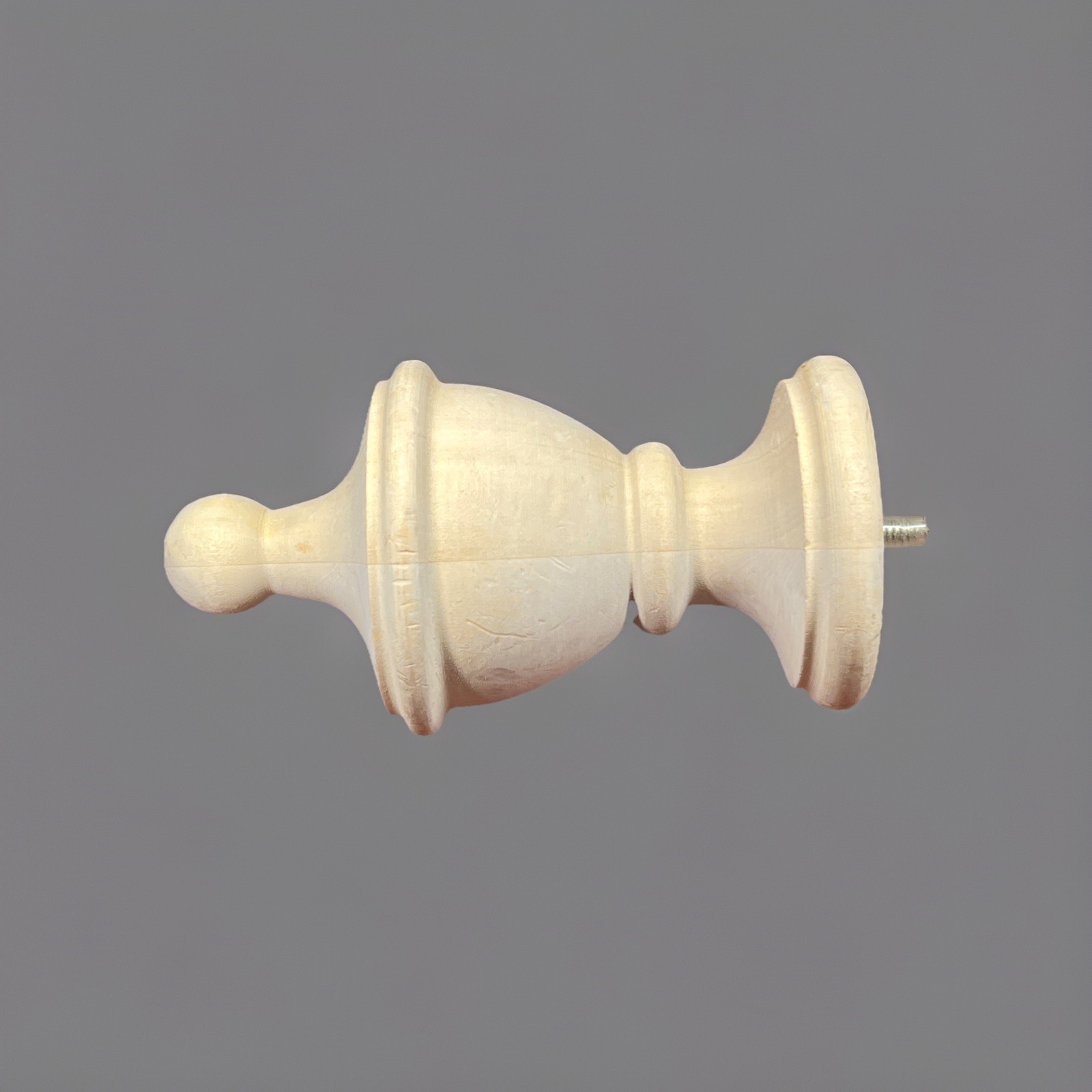 2 Wood Estate Finial, for 2” pole, Unfinished 7” Long